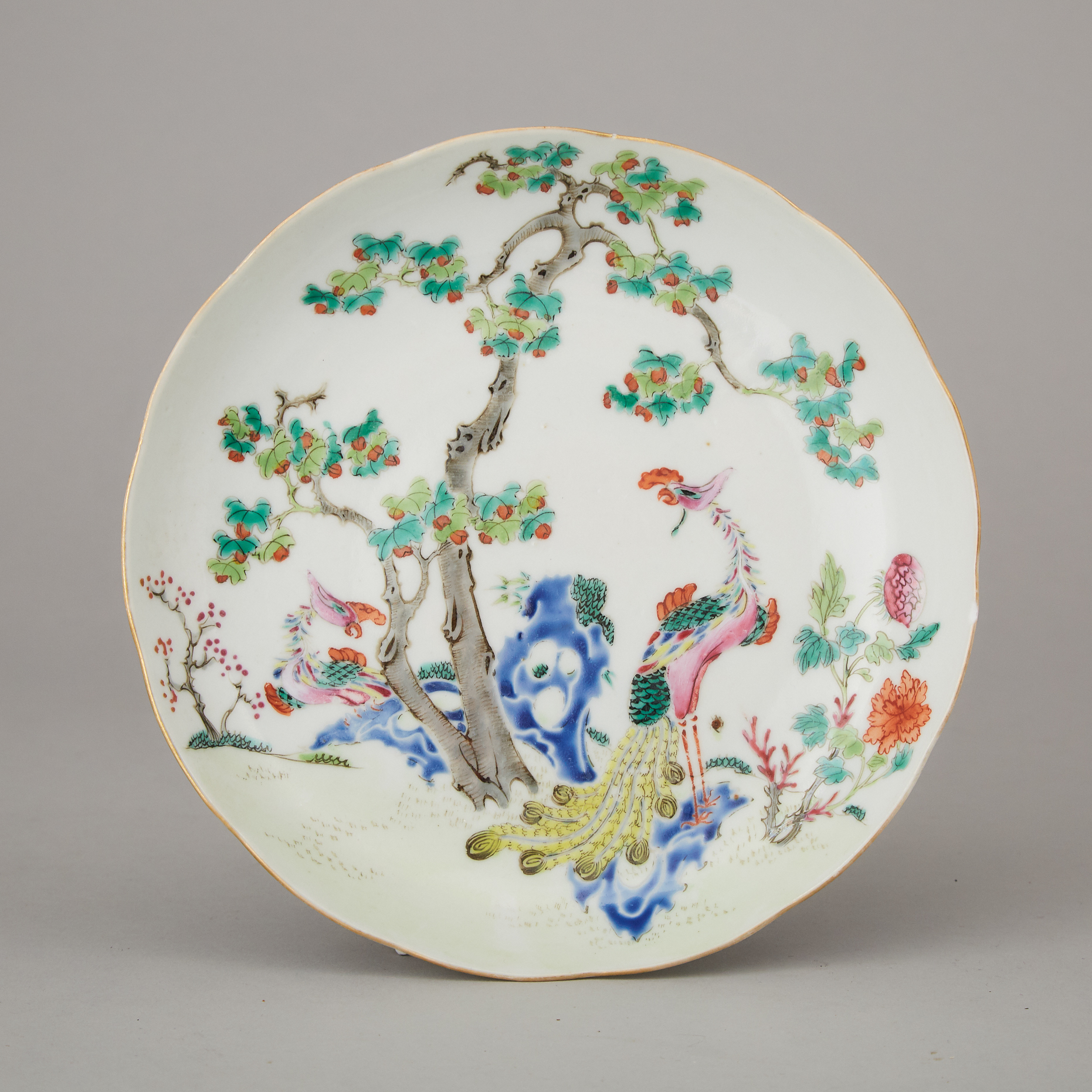A Famille Rose 'Phoenix' Dish, Daoguang Mark