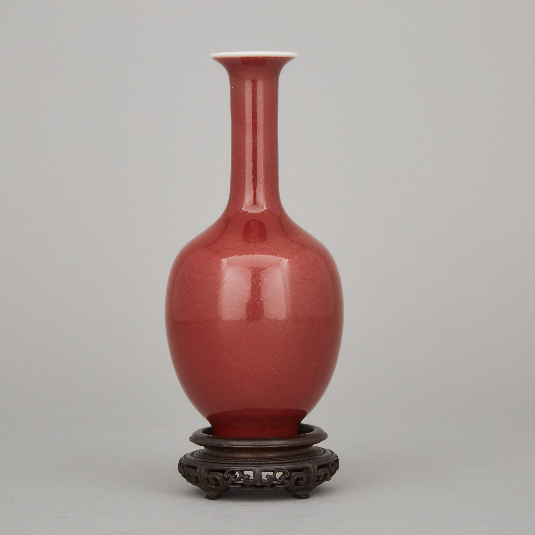 A Copper Red Glazed Vase, Qianlong Mark