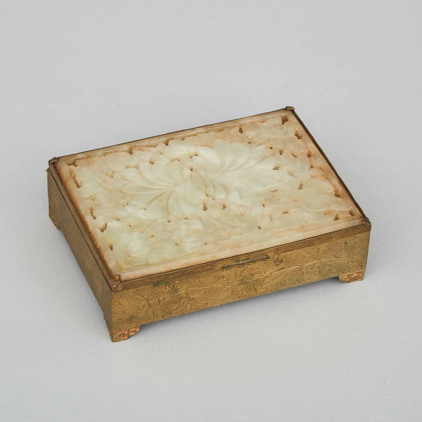 A Brass Jade Inlaid Box