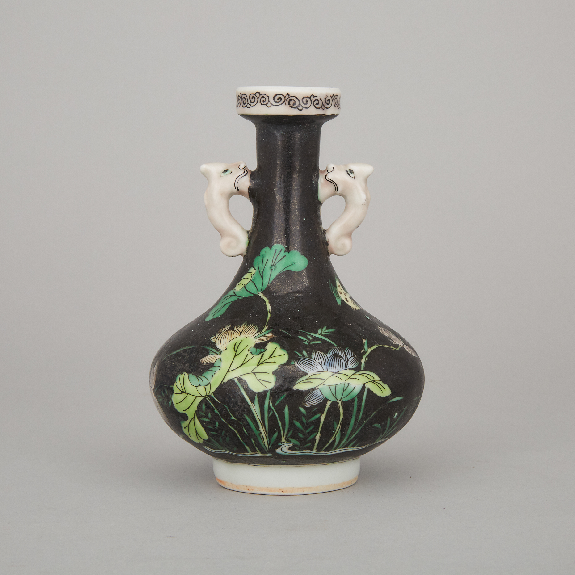 A Small Kangxi-Style Famille Noire Vase