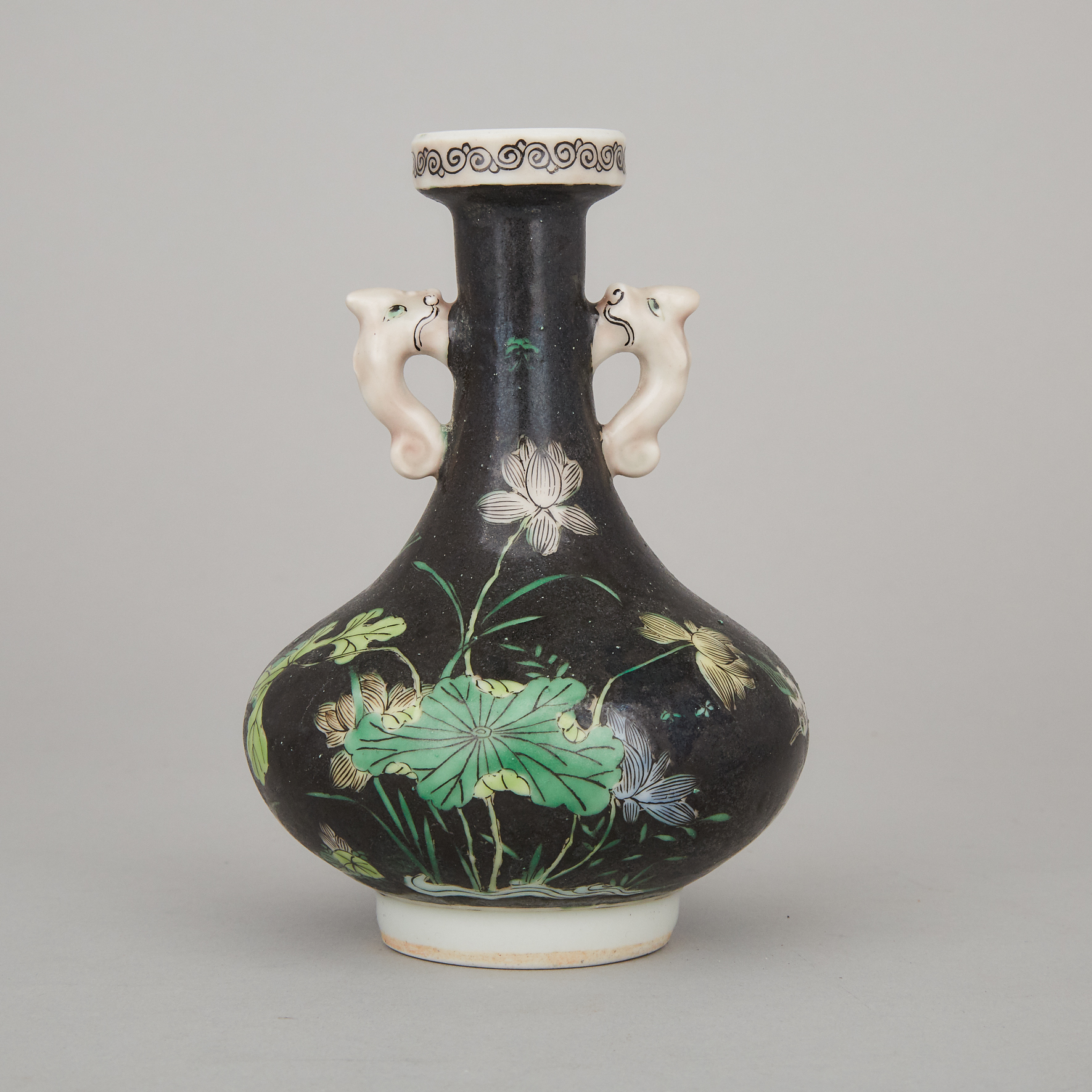 A Small Kangxi-Style Famille Noire Vase