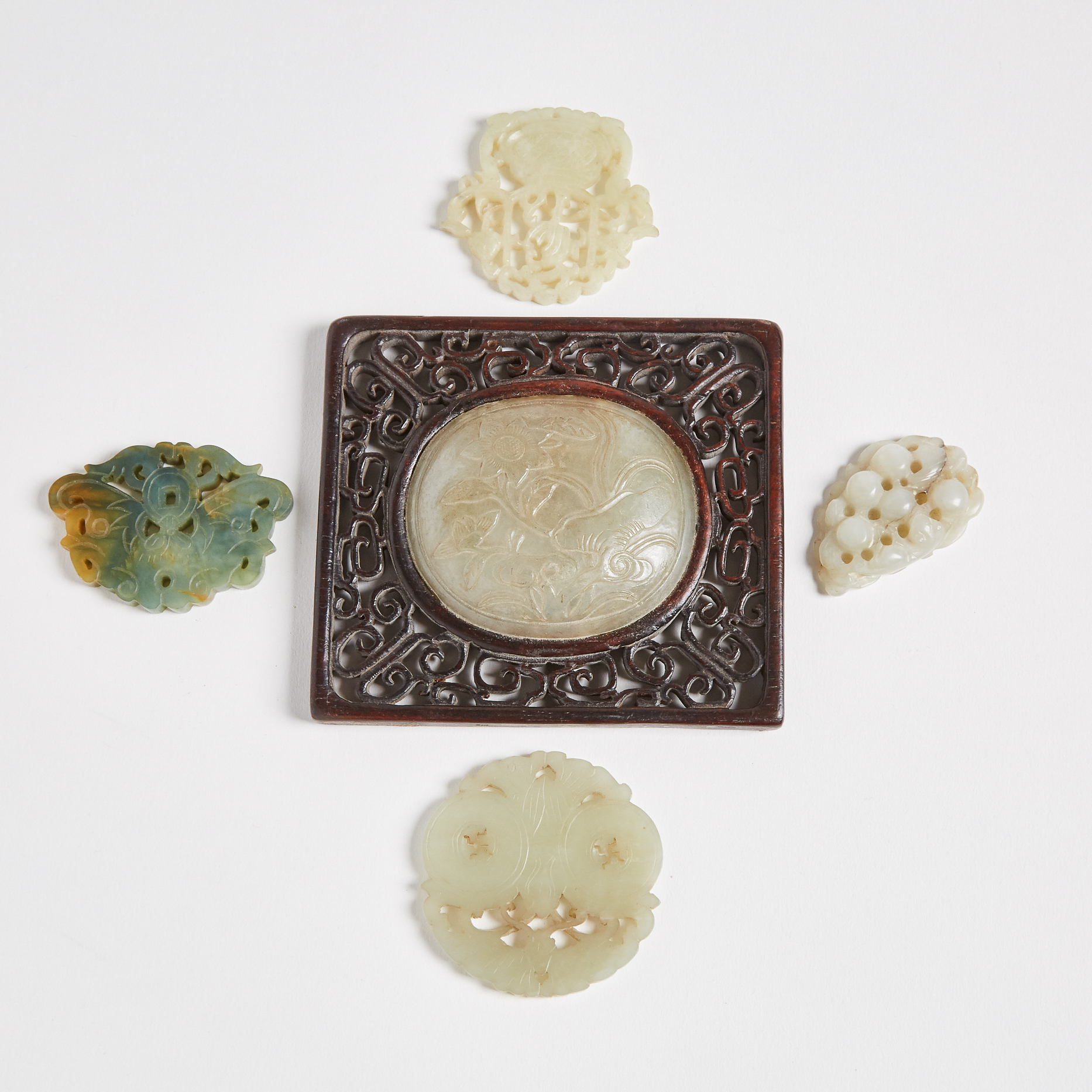 A Group of Five Jade Carved Plaques