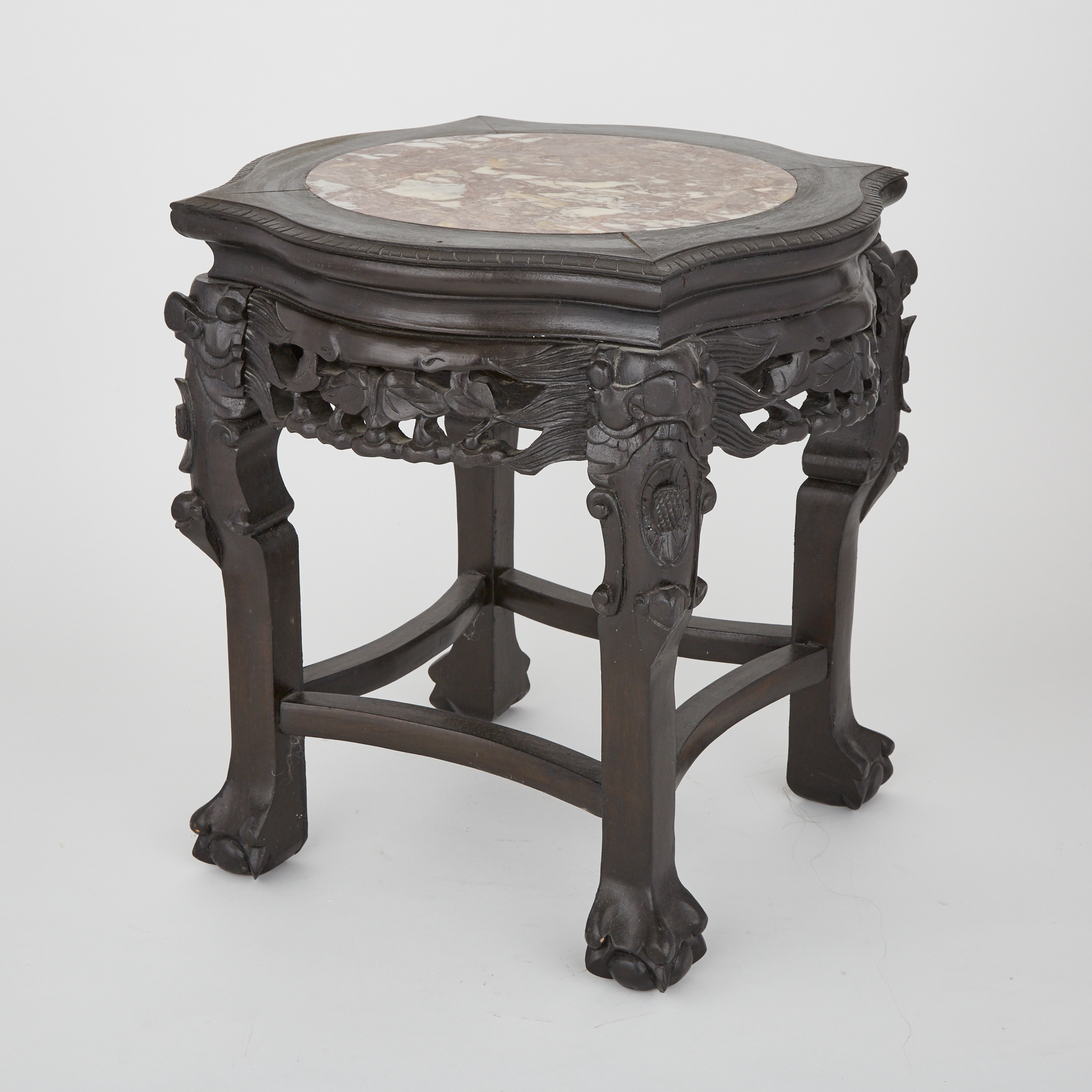 A Marble Inlaid Side Table, 20th Century