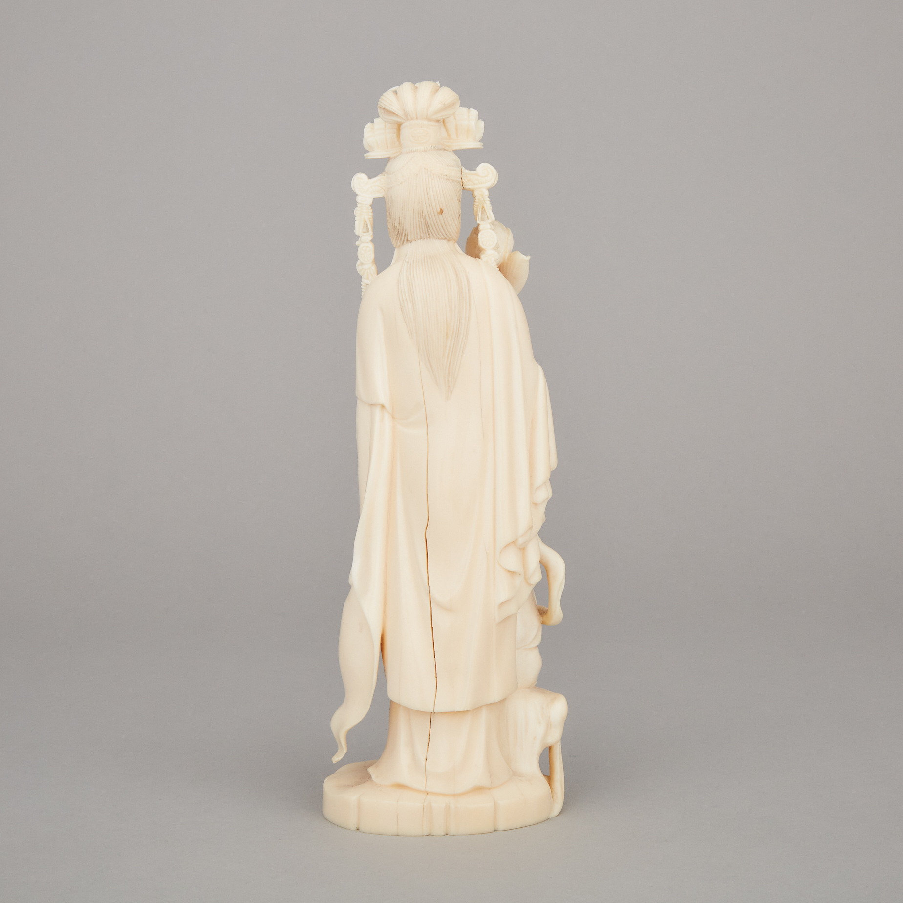 A Japanese Ivory Carved Kannon and Attendant, Mid-20th Century