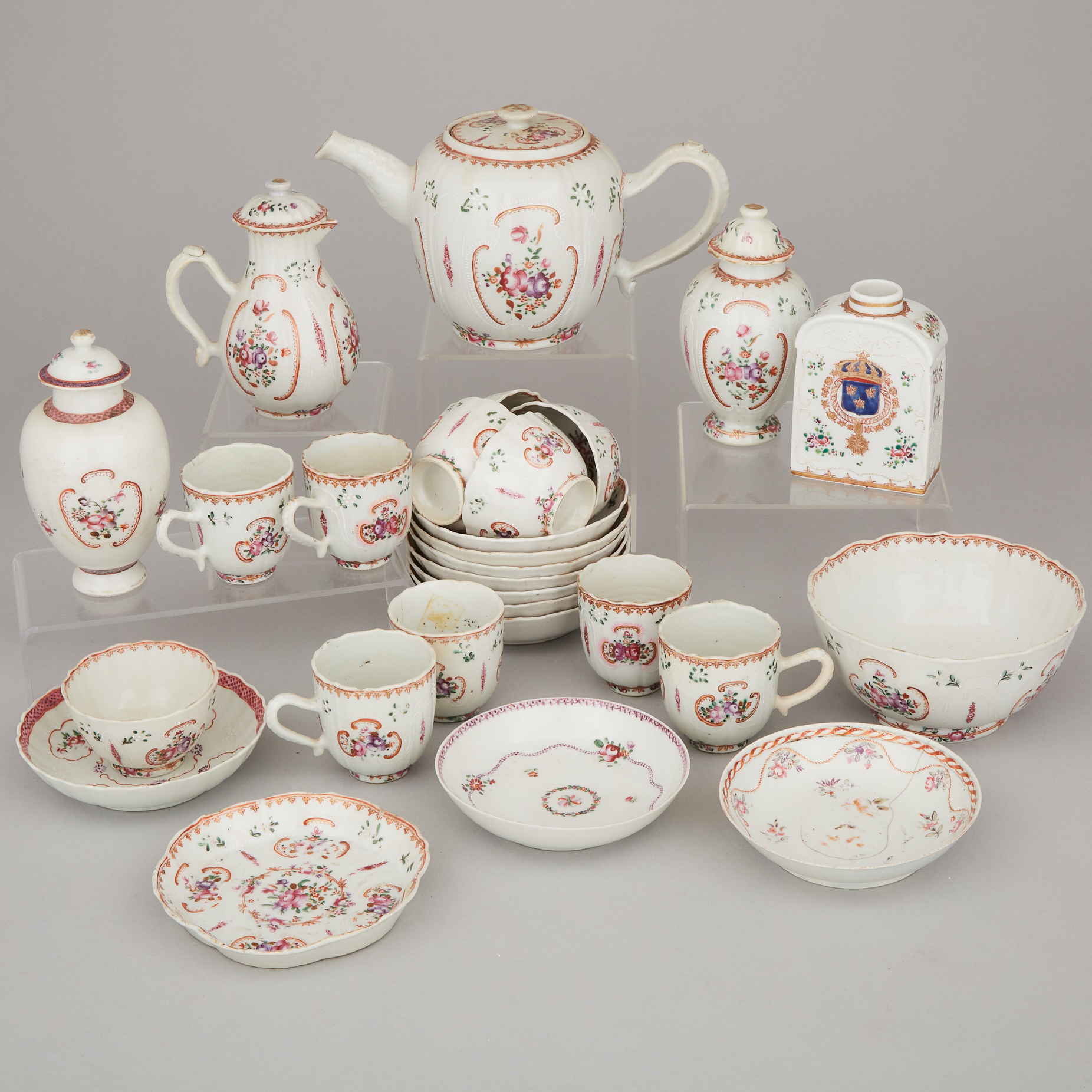 A Group of Twenty-Eight Chinese Export Famille Rose Porcelain Wares, 18th Century
