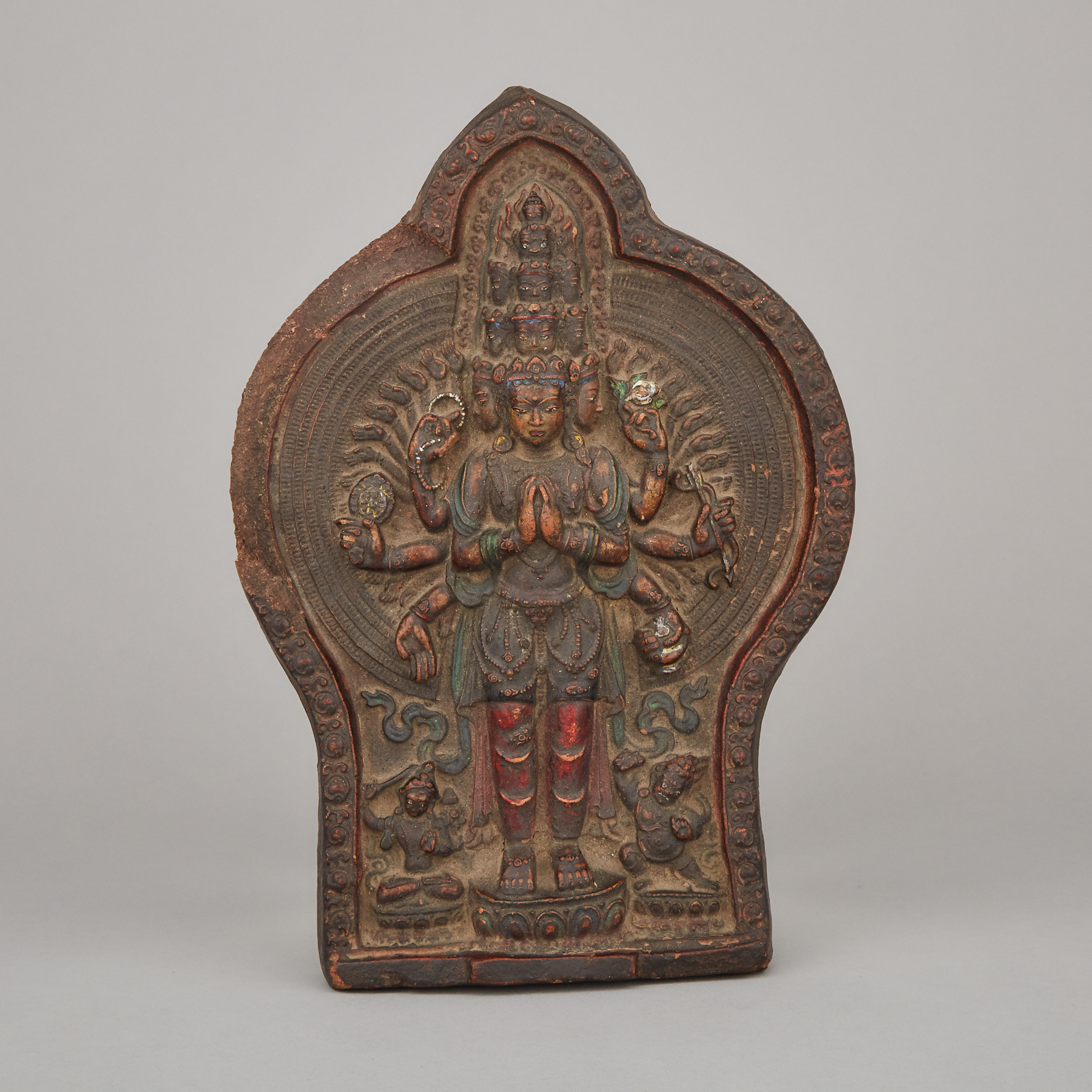 A Tibetan Tsa-Tsa Votive Plaque of Avalokitesvara, 18th Century