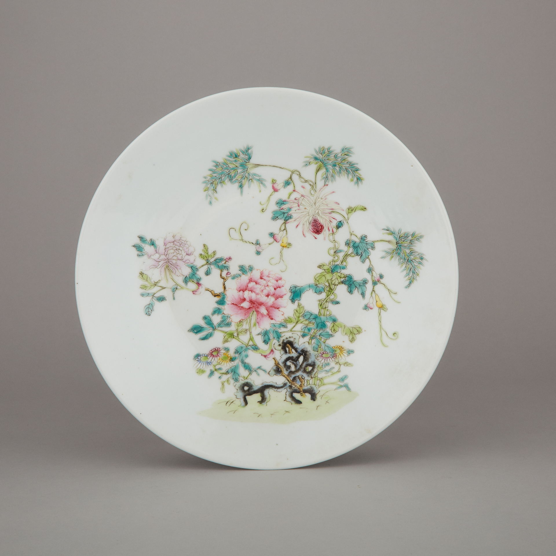 A Famille Rose 'Peony' Dish, Hongxian Mark, Republican Period