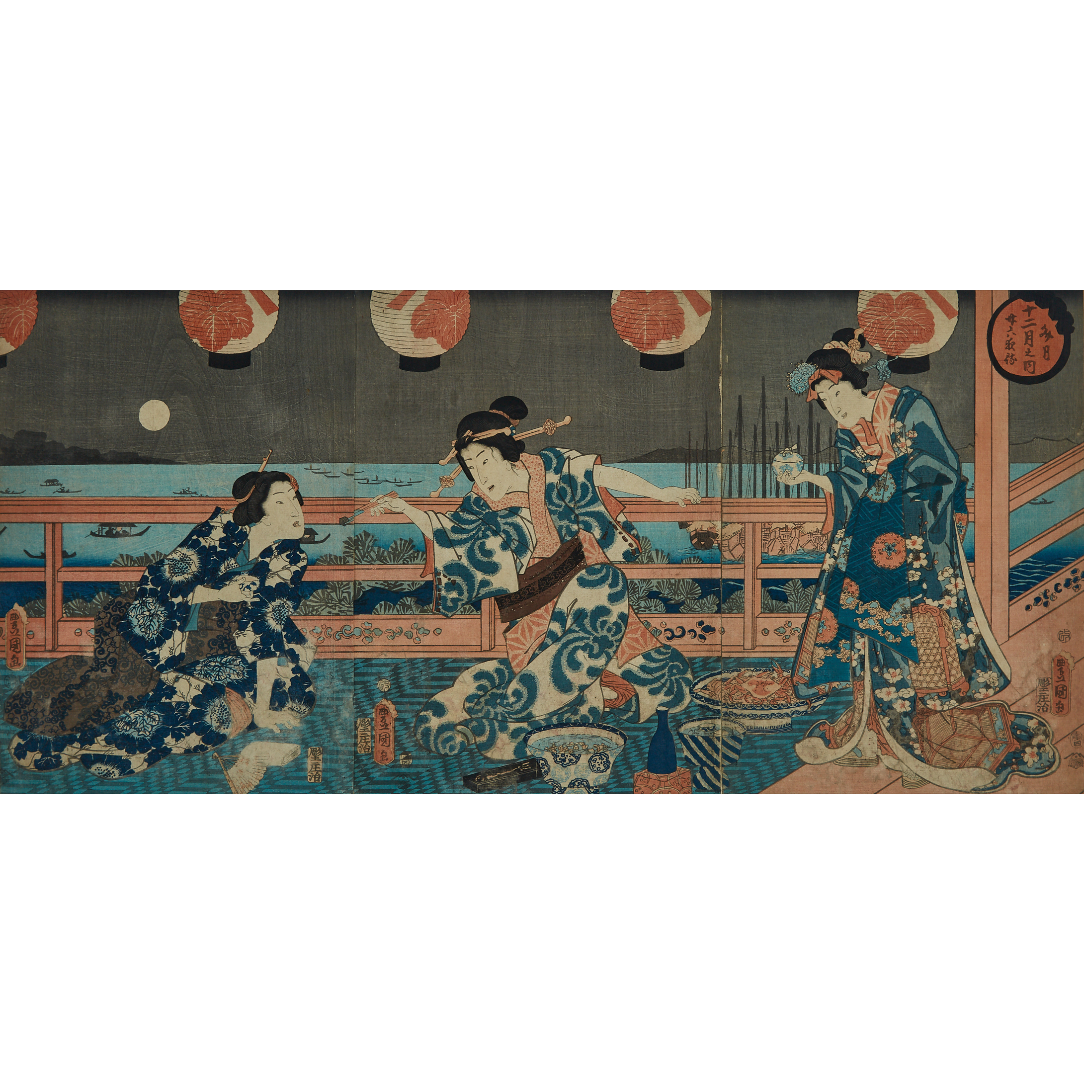 Utagawa Kunisada (Toyokuni III, 1786-1865), The Seventh Month: Waiting for the Moon, Circa 1854