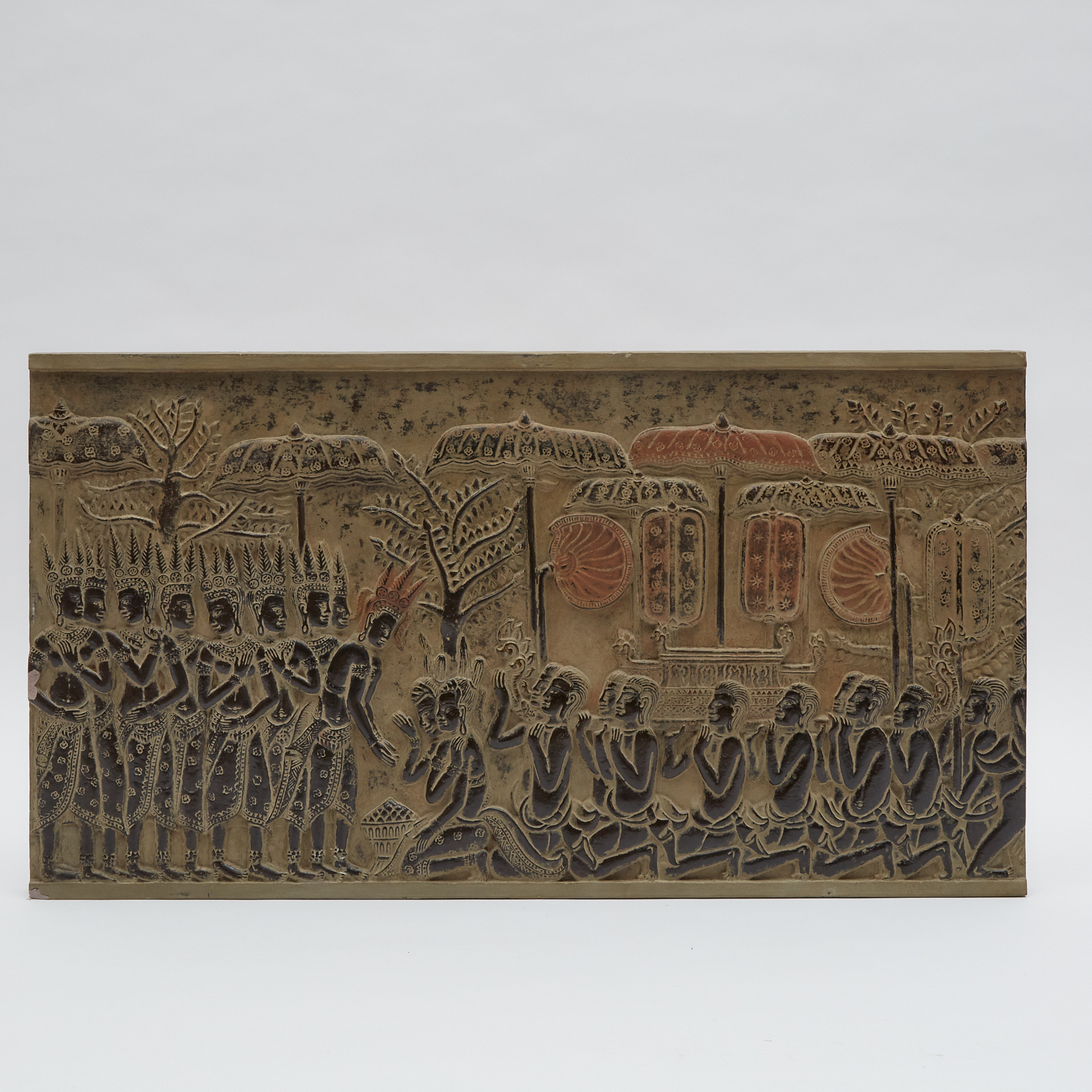 A Southeast Asian Stone Relief Carving of a Procession