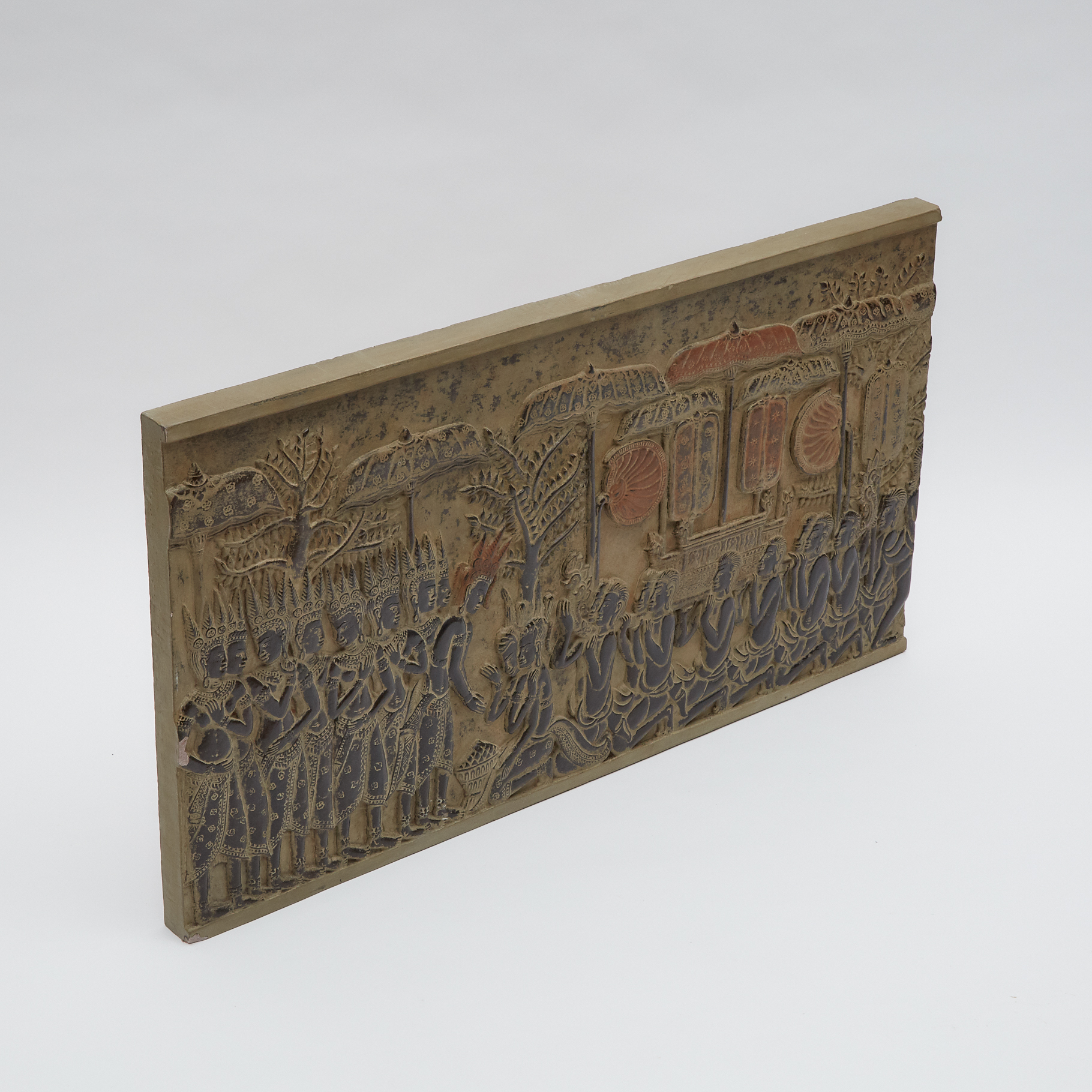 A Southeast Asian Stone Relief Carving of a Procession