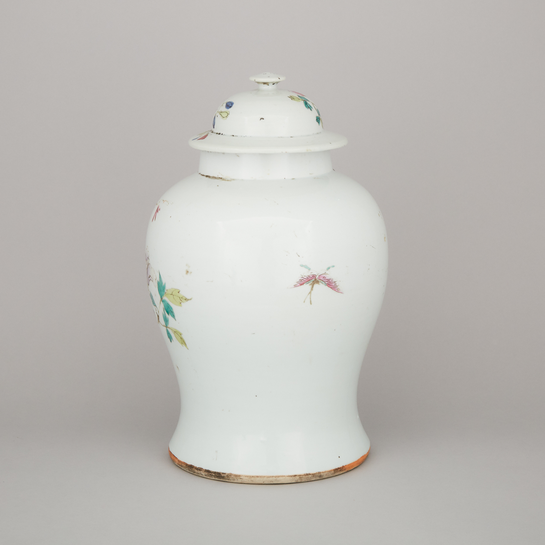 A Famille Rose 'Peacock' Lidded Temple Jar, 19th Century
