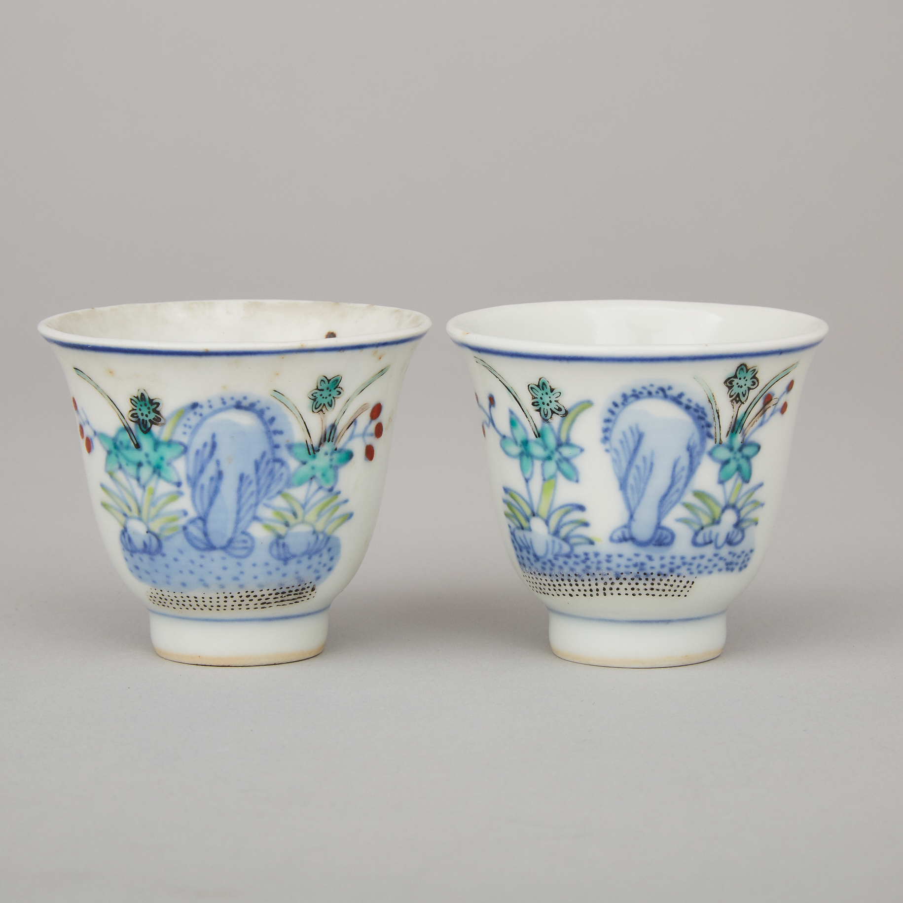 A Pair of Doucai Cups, Guangxu Mark