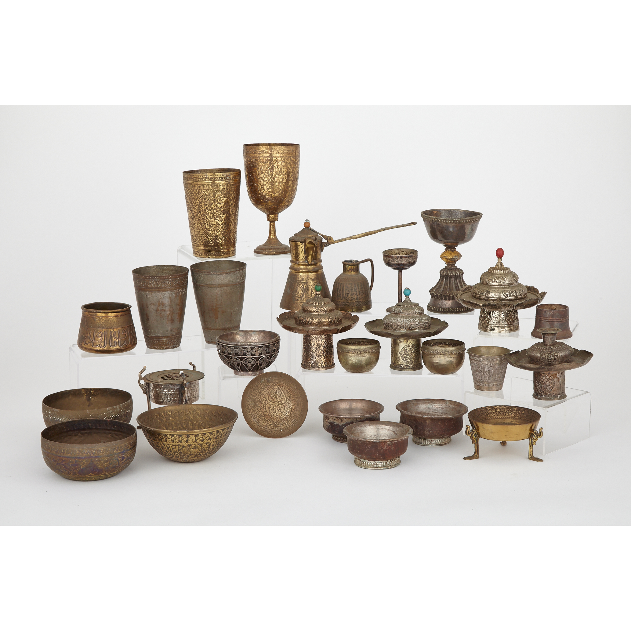 A Group of Twenty-Seven Indian Bronze Vessels, 19th/20th Century