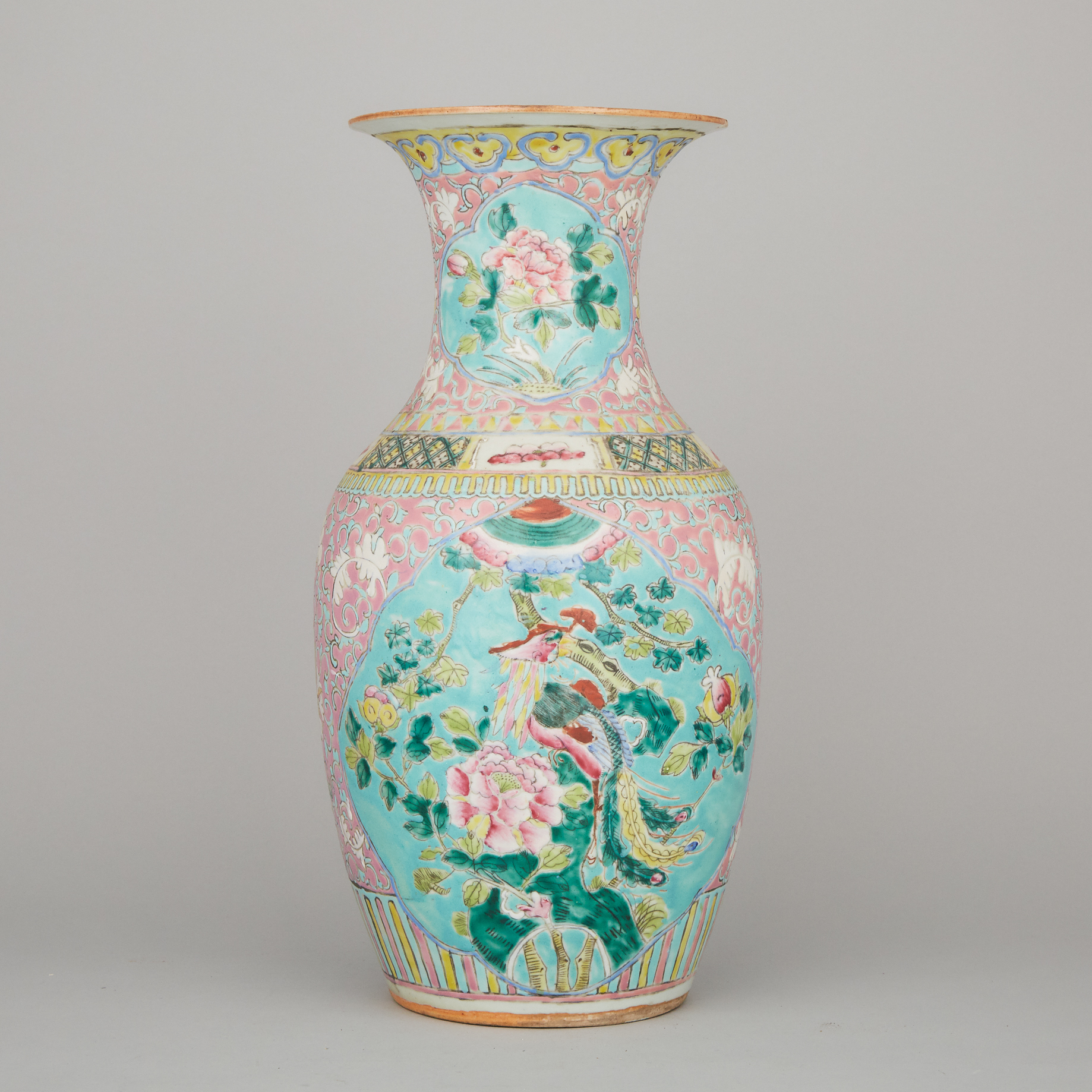 A Famille Rose 'Peacock' Vase