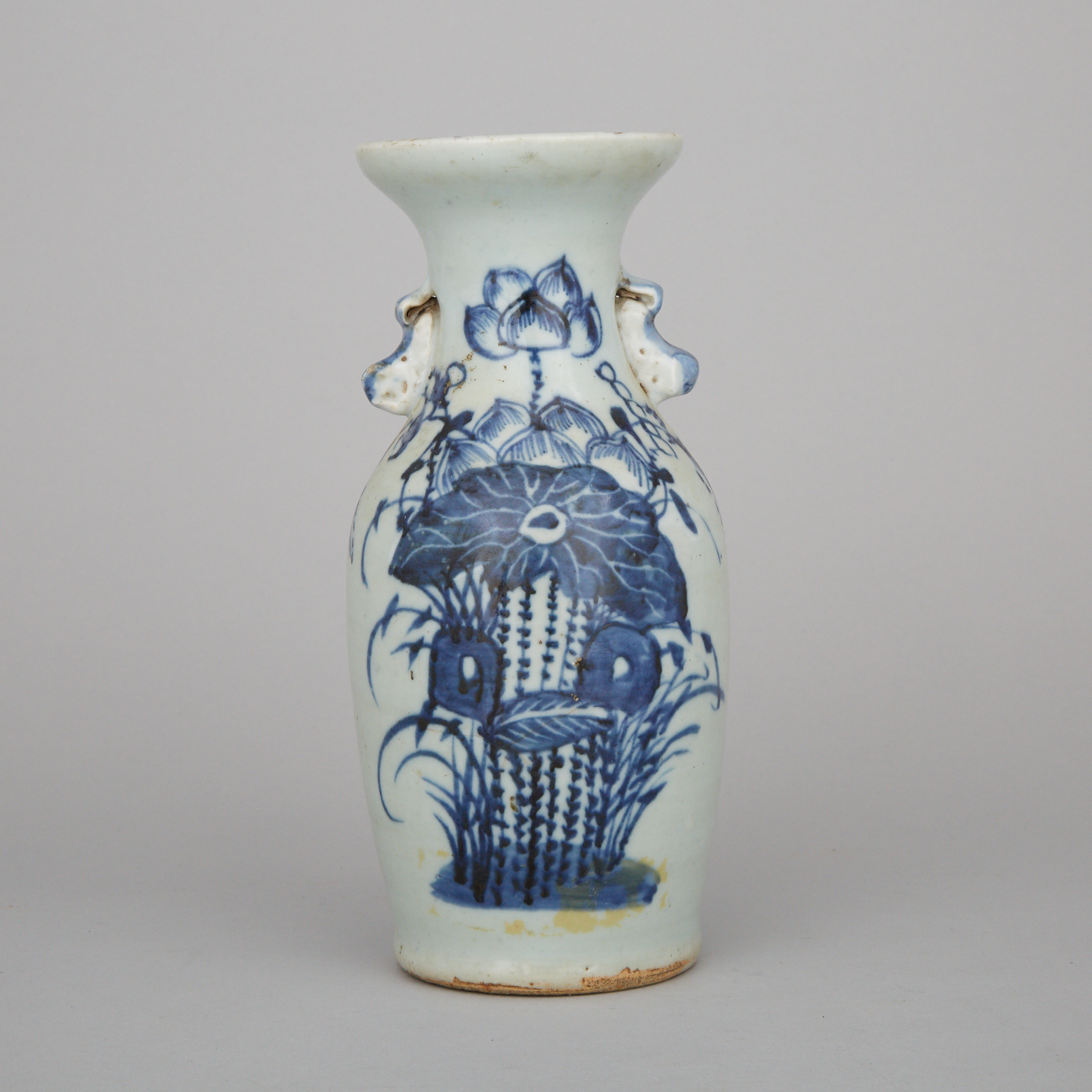 A Small Celadon Ground Blue and White Vase