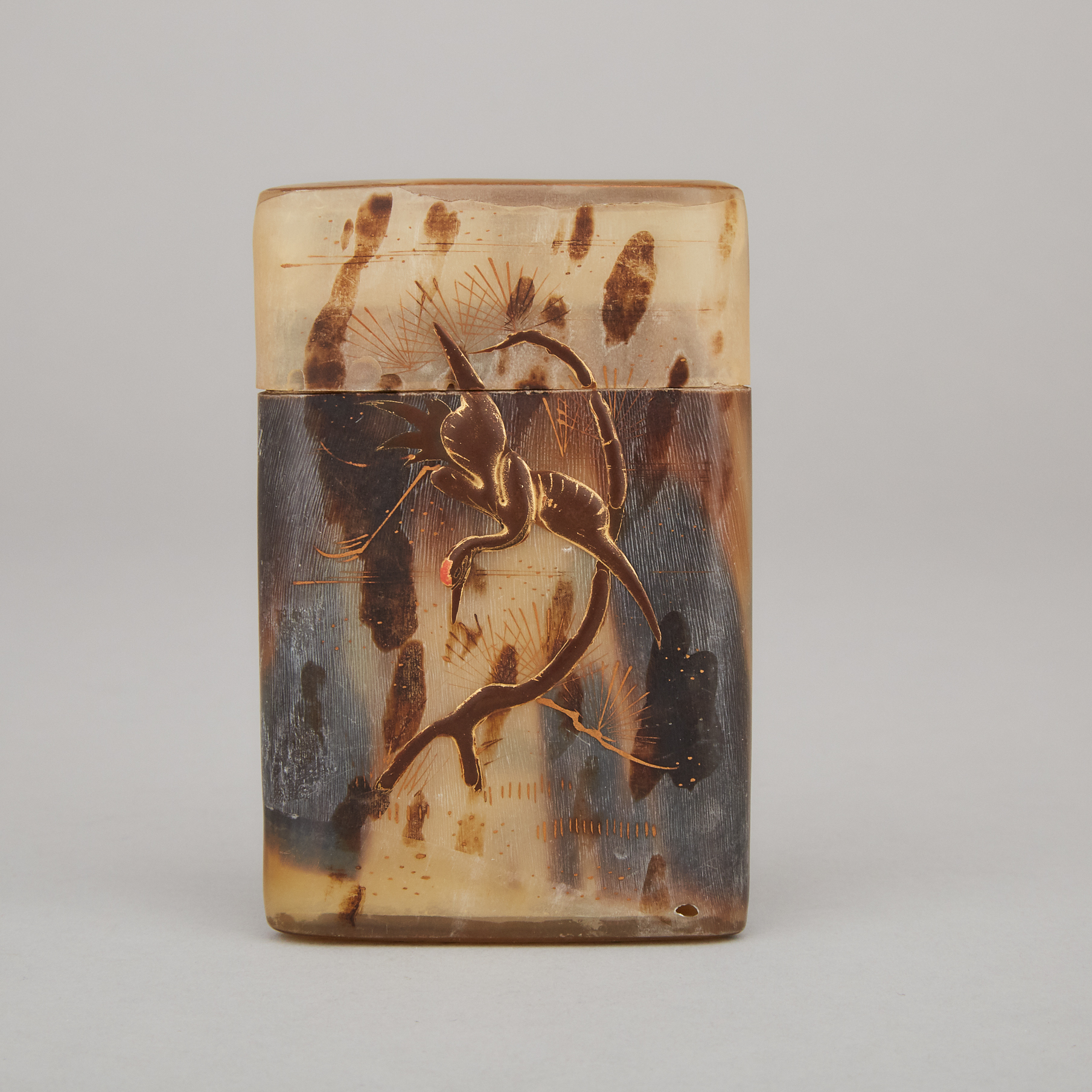 A Japanese Tortoise Shell Carved Card Case, Meiji Period