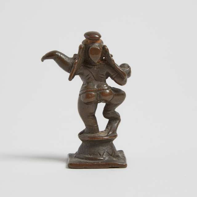 A Small Bronze Figure of Dancing Krishna, India