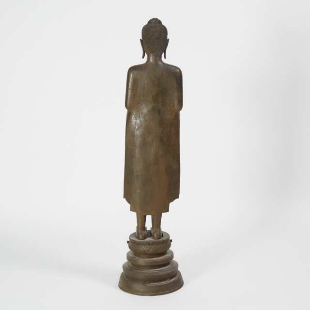A Large Standing Bronze Buddha, Burma, Early 20th Century
