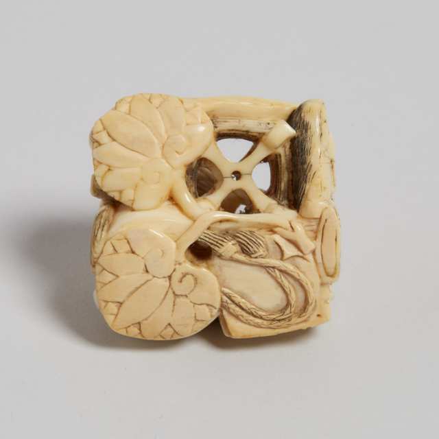 An Ivory Carved 'Wedding' Netsuke, Meiji Period