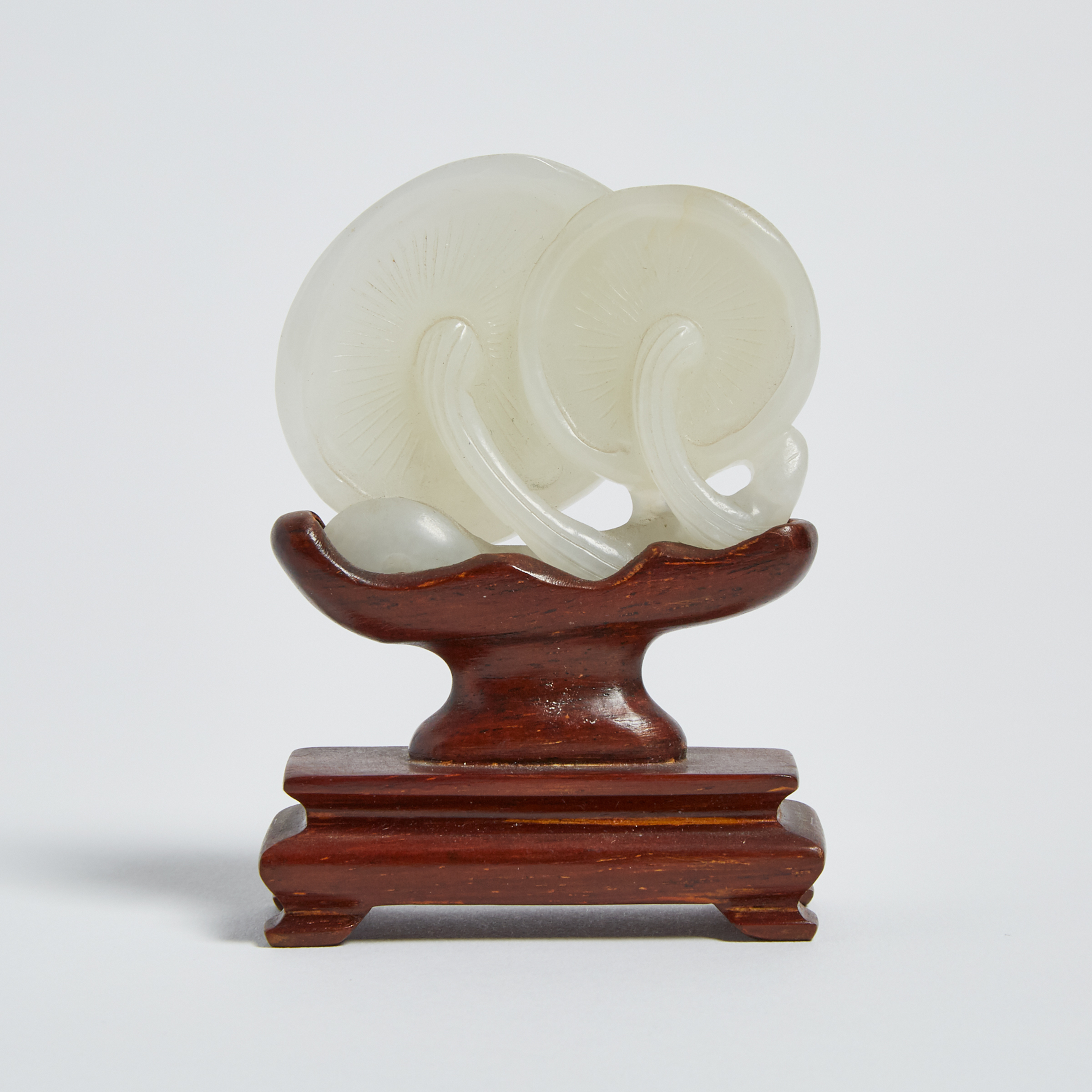 A White Jade Carving of Mushrooms