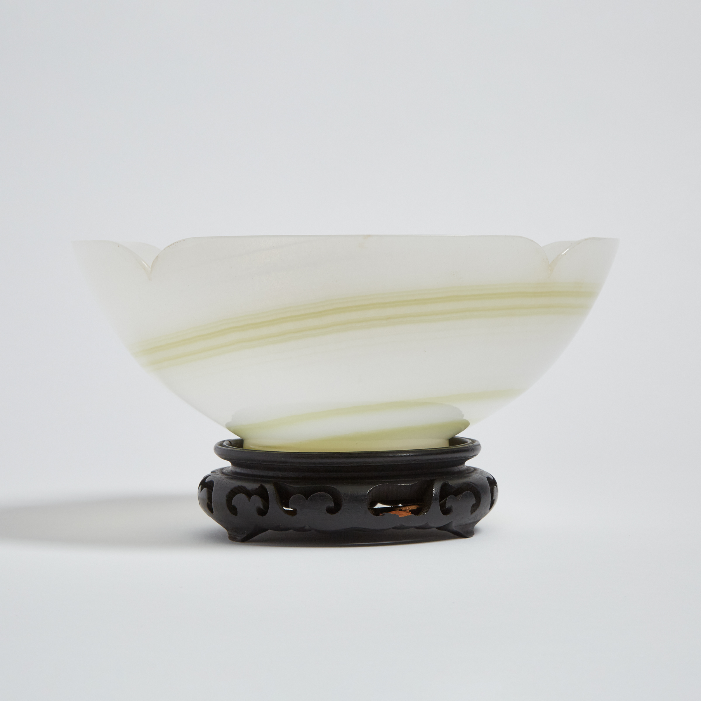 A White Agate Carved Bowl