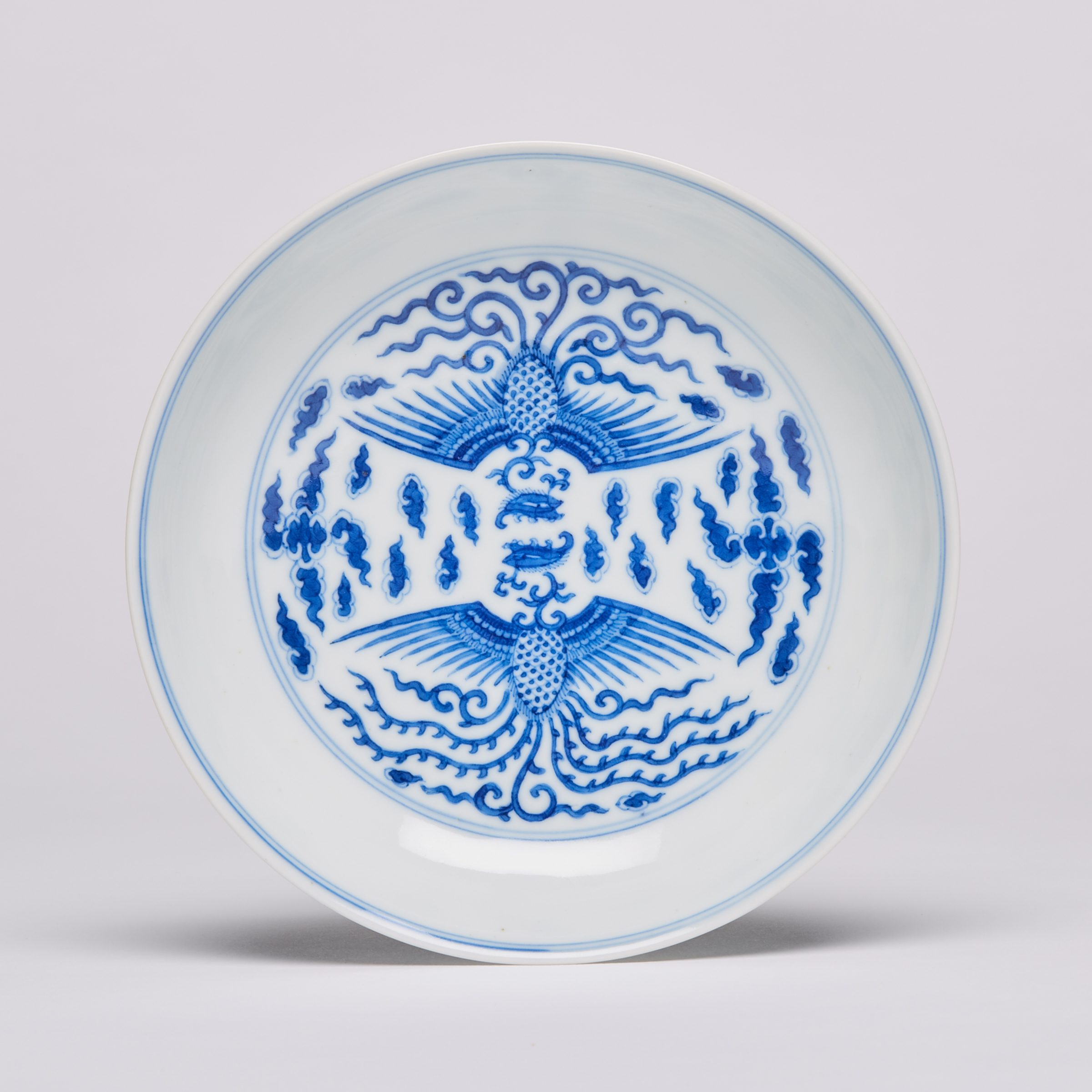 A Blue and White 'Phoenix' Dish, Xianfeng Mark and Period (1851-1861)