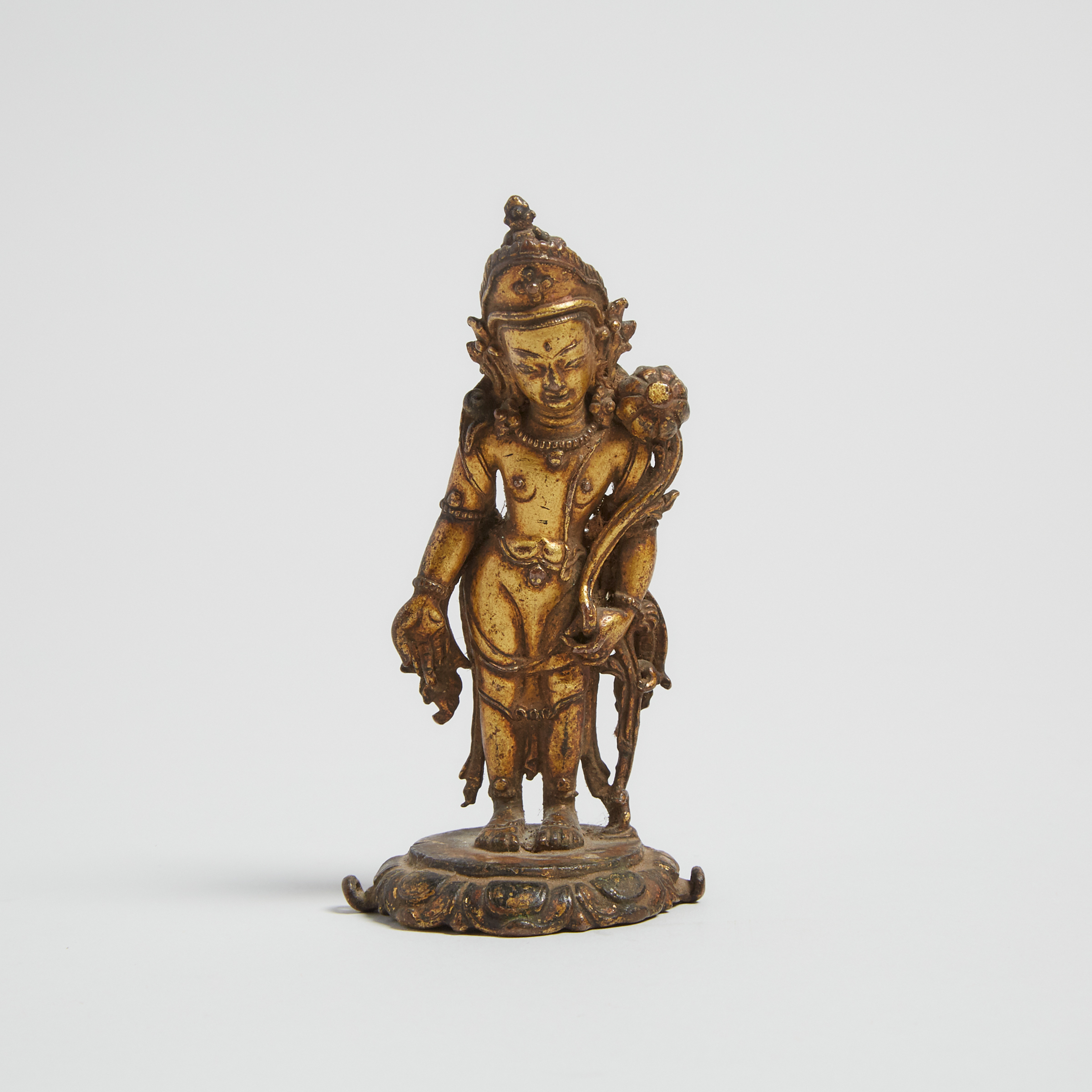 A Small Gilt Bronze Figure of Padmapani, Nepal