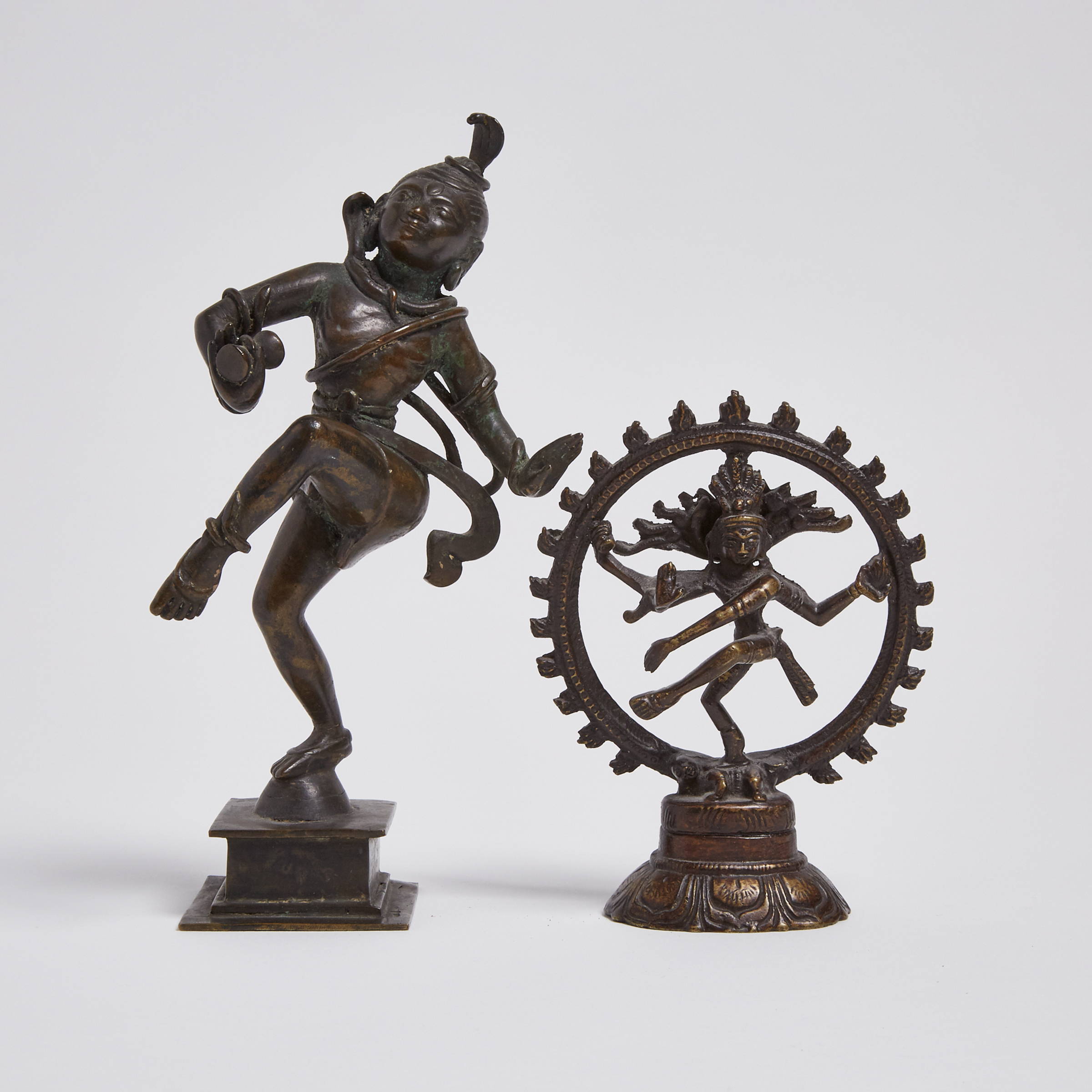 Two Bronze Figures of Shiva Nataraja, India