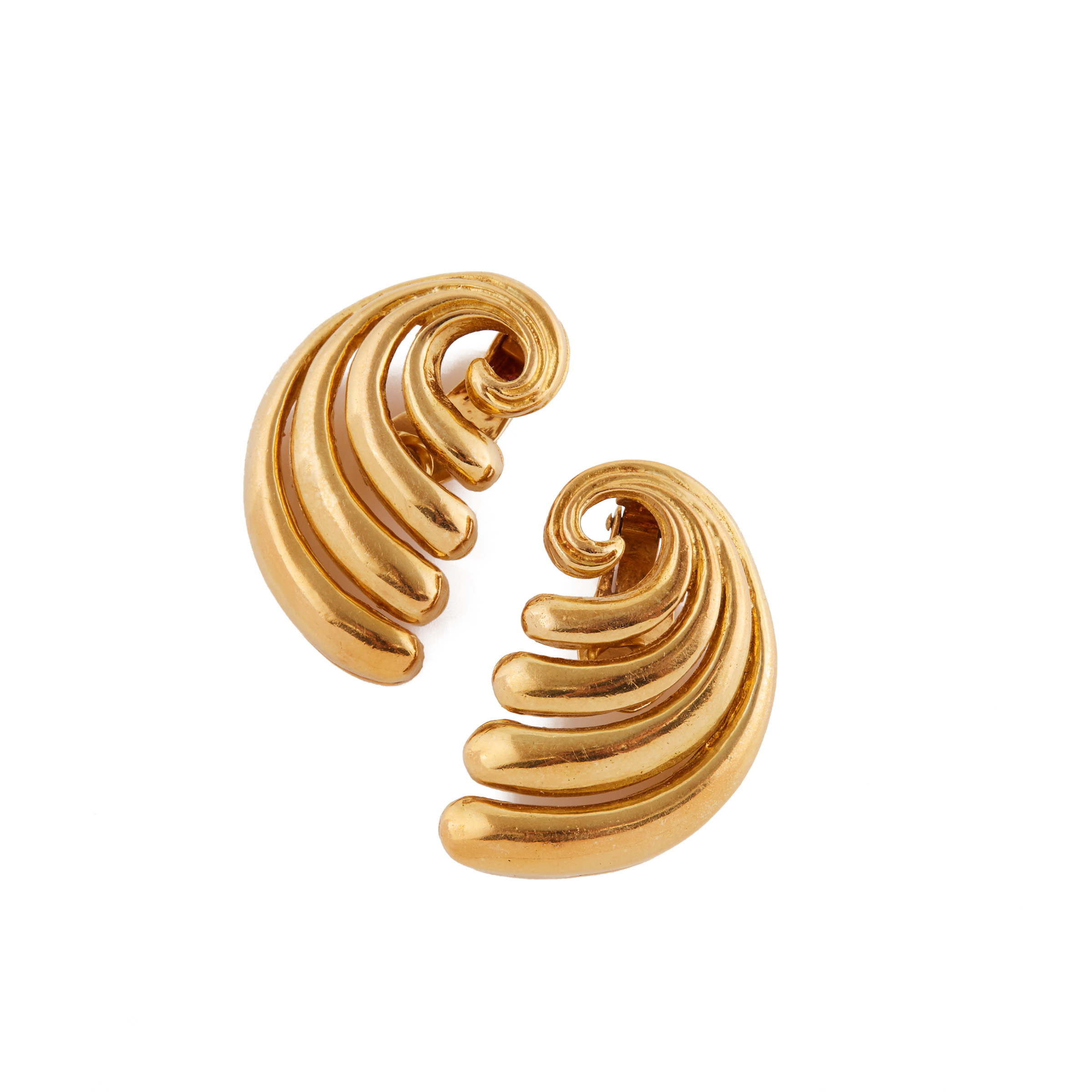 Pair Of Lalaounis 18K Yellow Gold Clip-Back Earrings