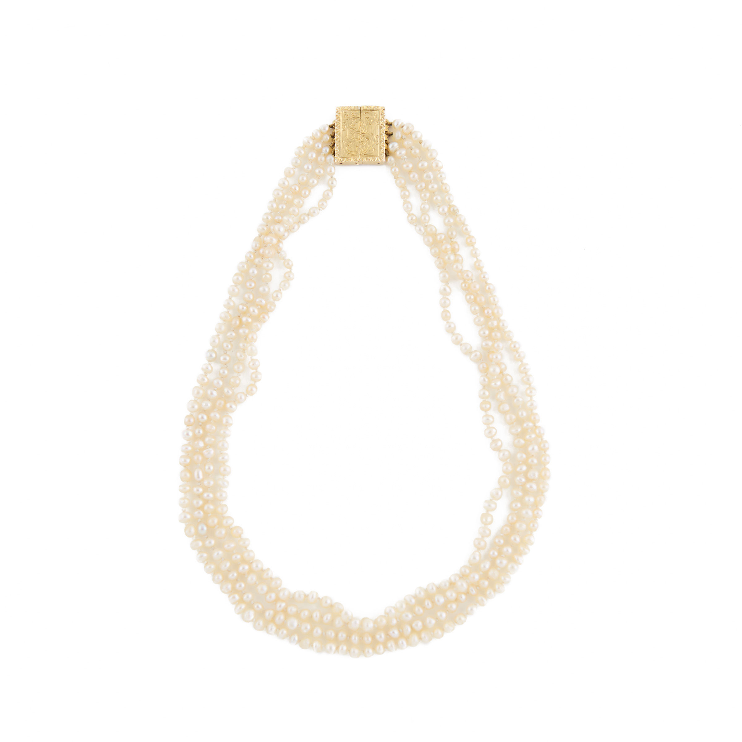 Four Strand Natural Pearl Necklace