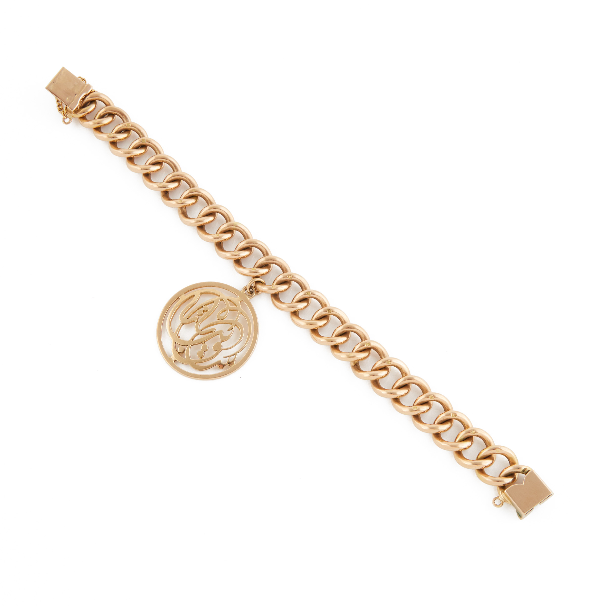 Egyptian 18K Yellow Gold Curb Link Bracelet