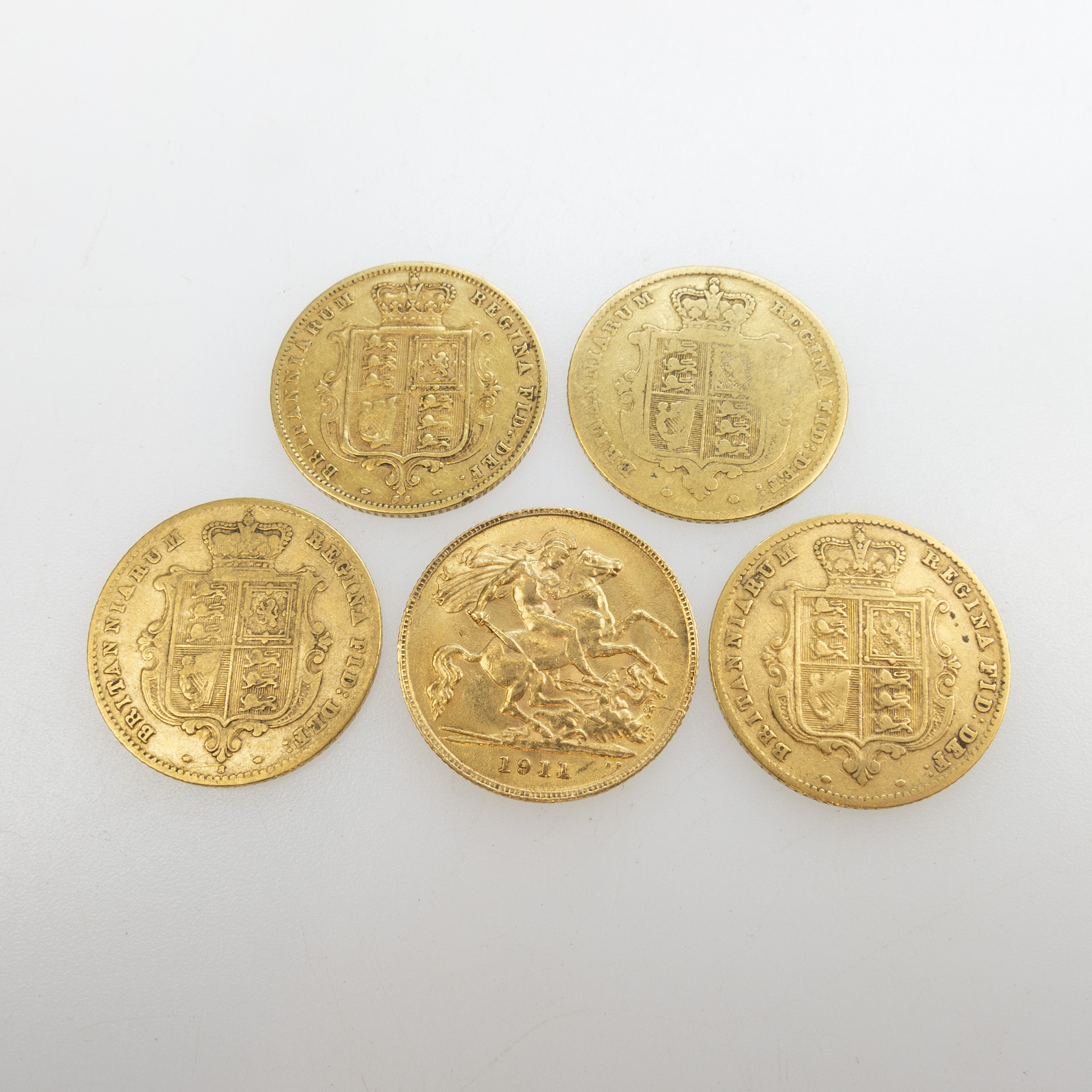 5 British Gold Half Sovereigns