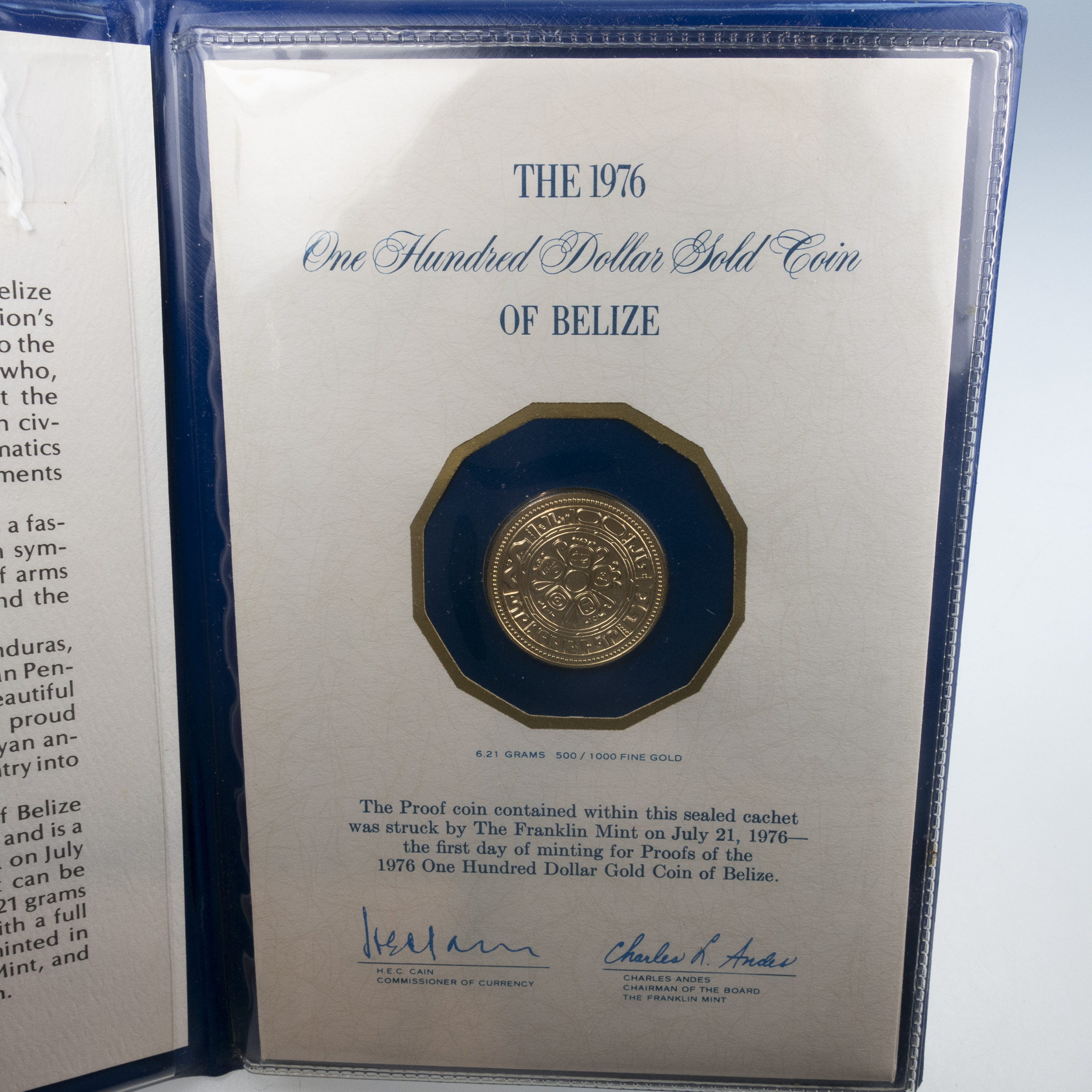 Belize 1976 $100 Gold Coin