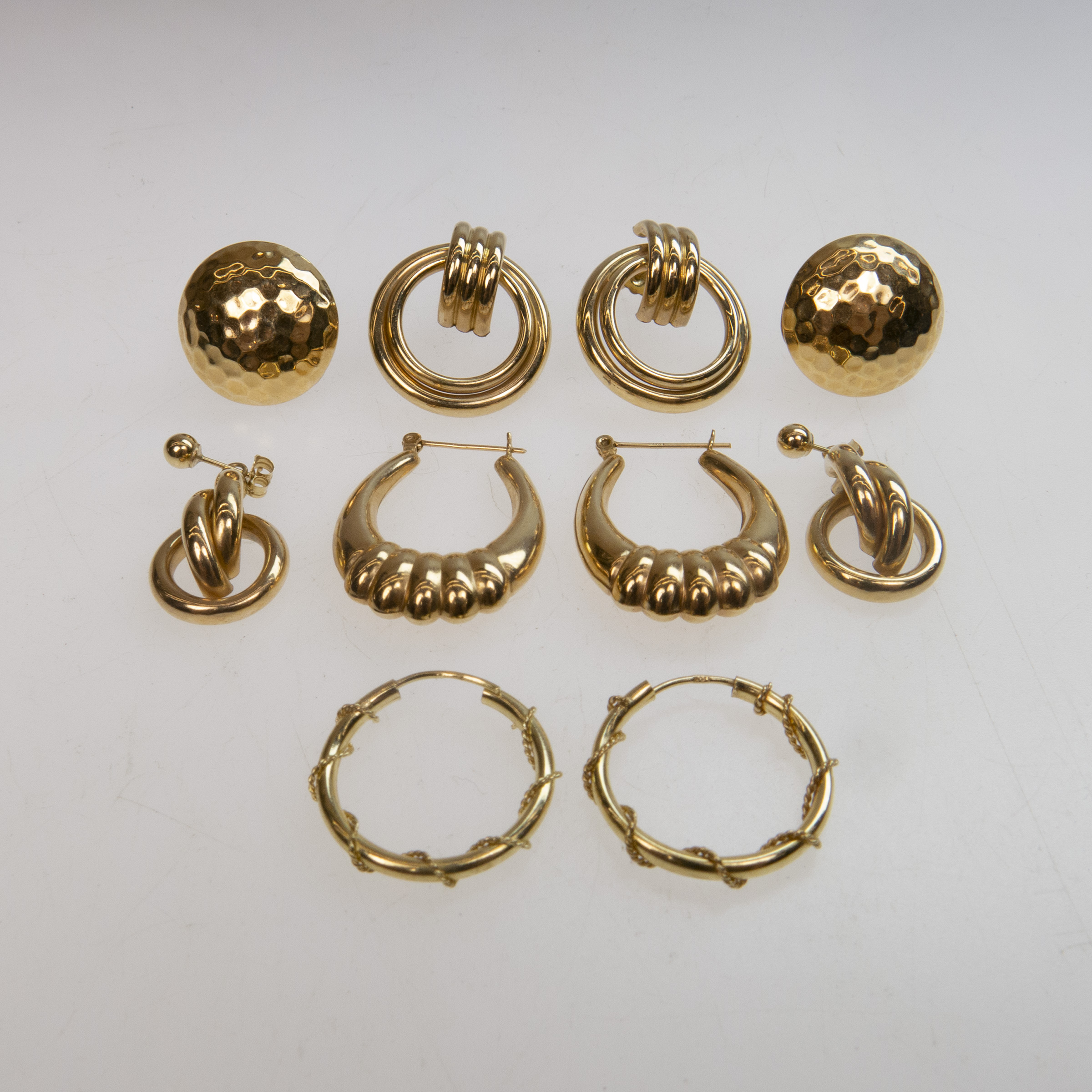 5 Pairs of 14k Yellow Gold Earrings
