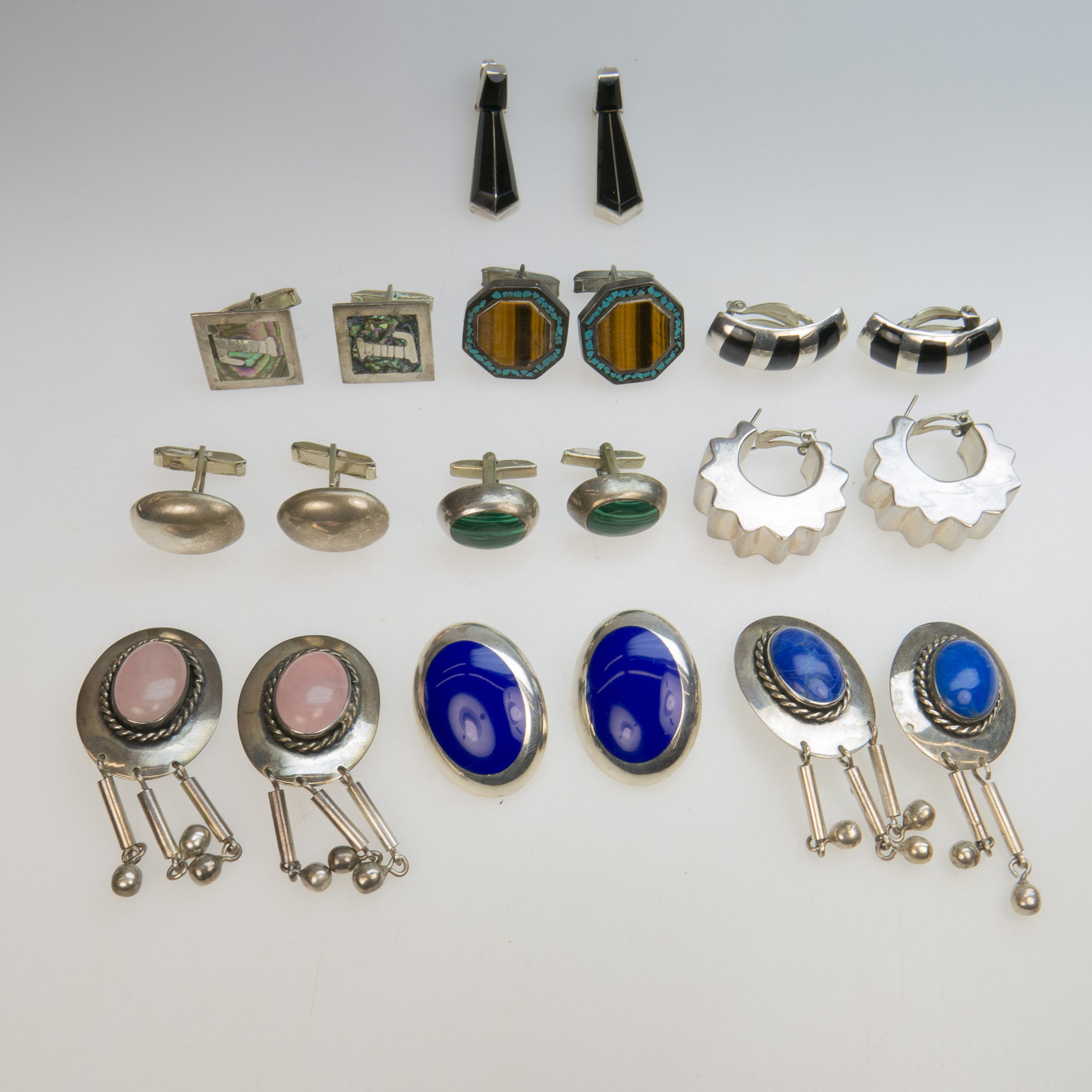Quantity of Mexican Sterling Silver Earrings And Cufflinks