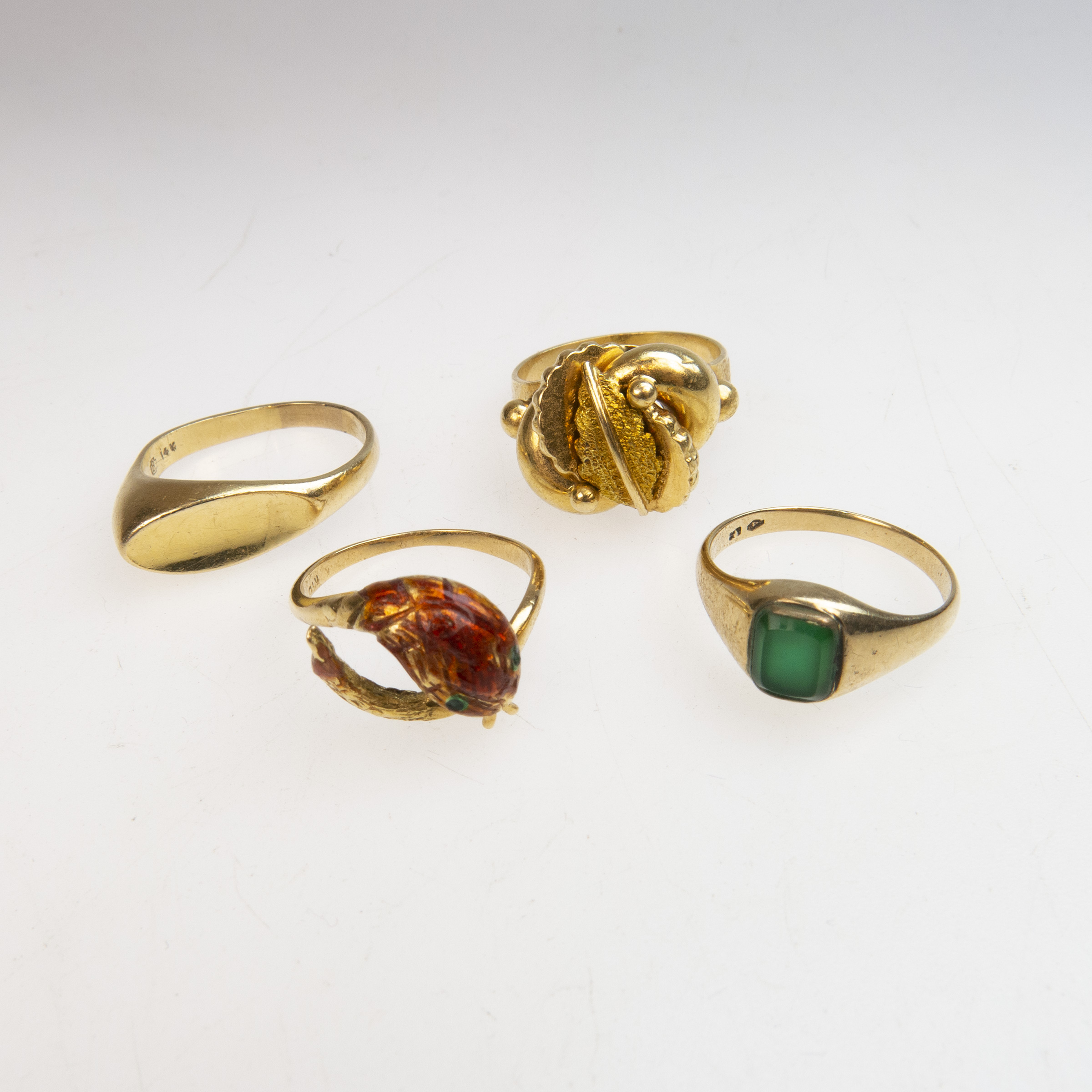 2 x 18k and 2 x 14k Yellow Gold Rings