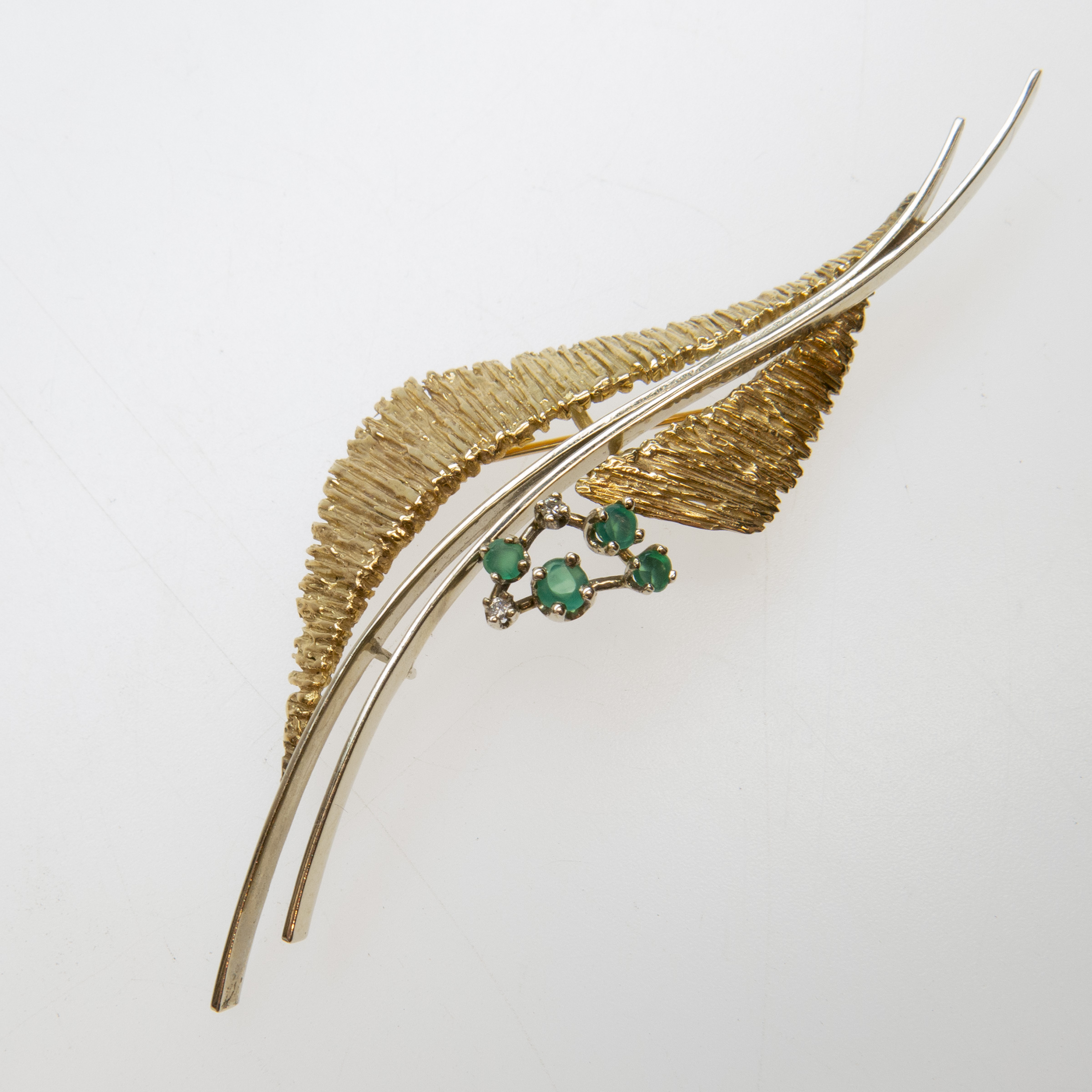 14k Yellow and White Gold Foliate Brooch