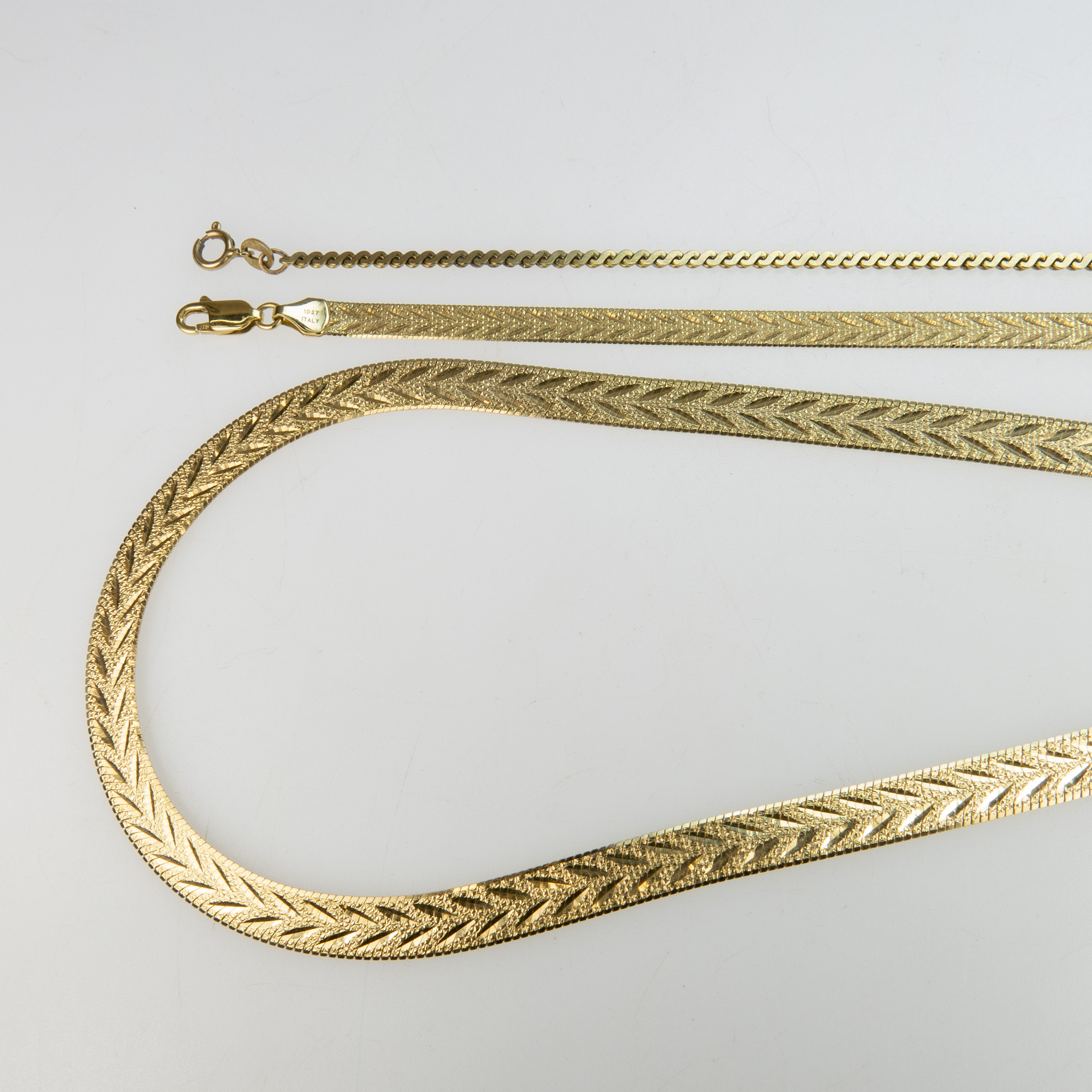 10k Yellow Gold Necklace and Two Bracelets