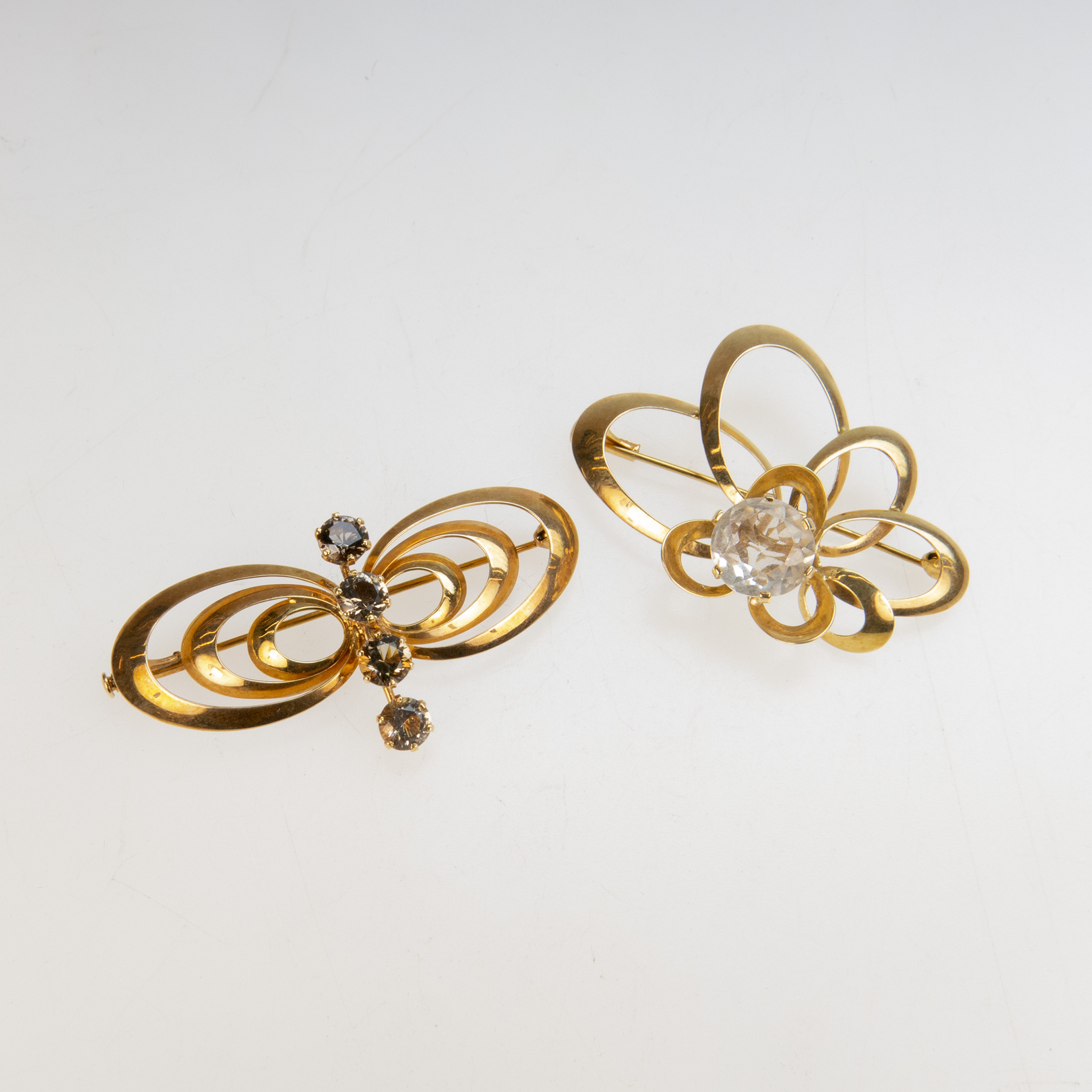 Two Finnish 14k Yellow Gold Brooches