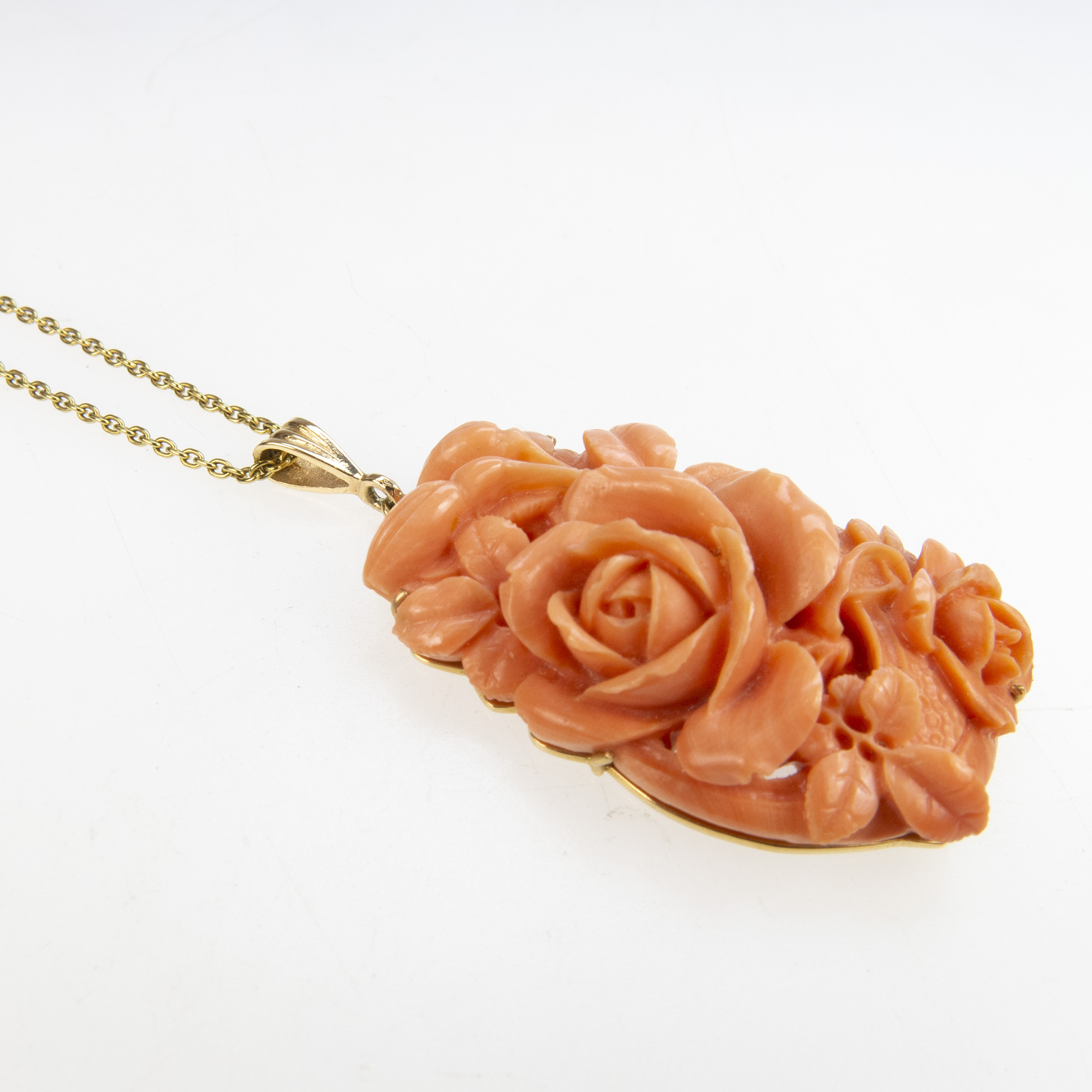 Carved Coral Pendant 