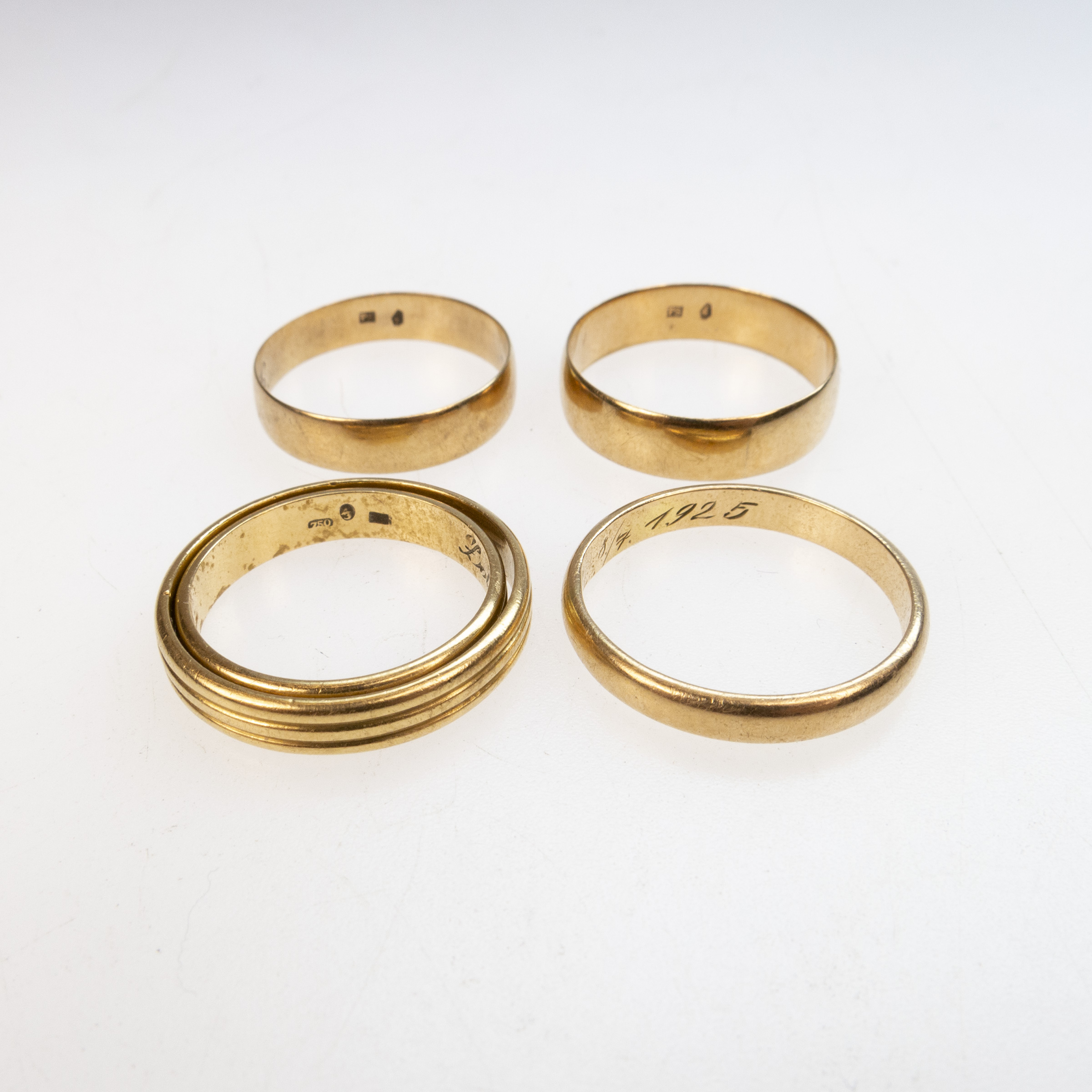 2 x 18k and 3 x 14 Yellow Gold Bands