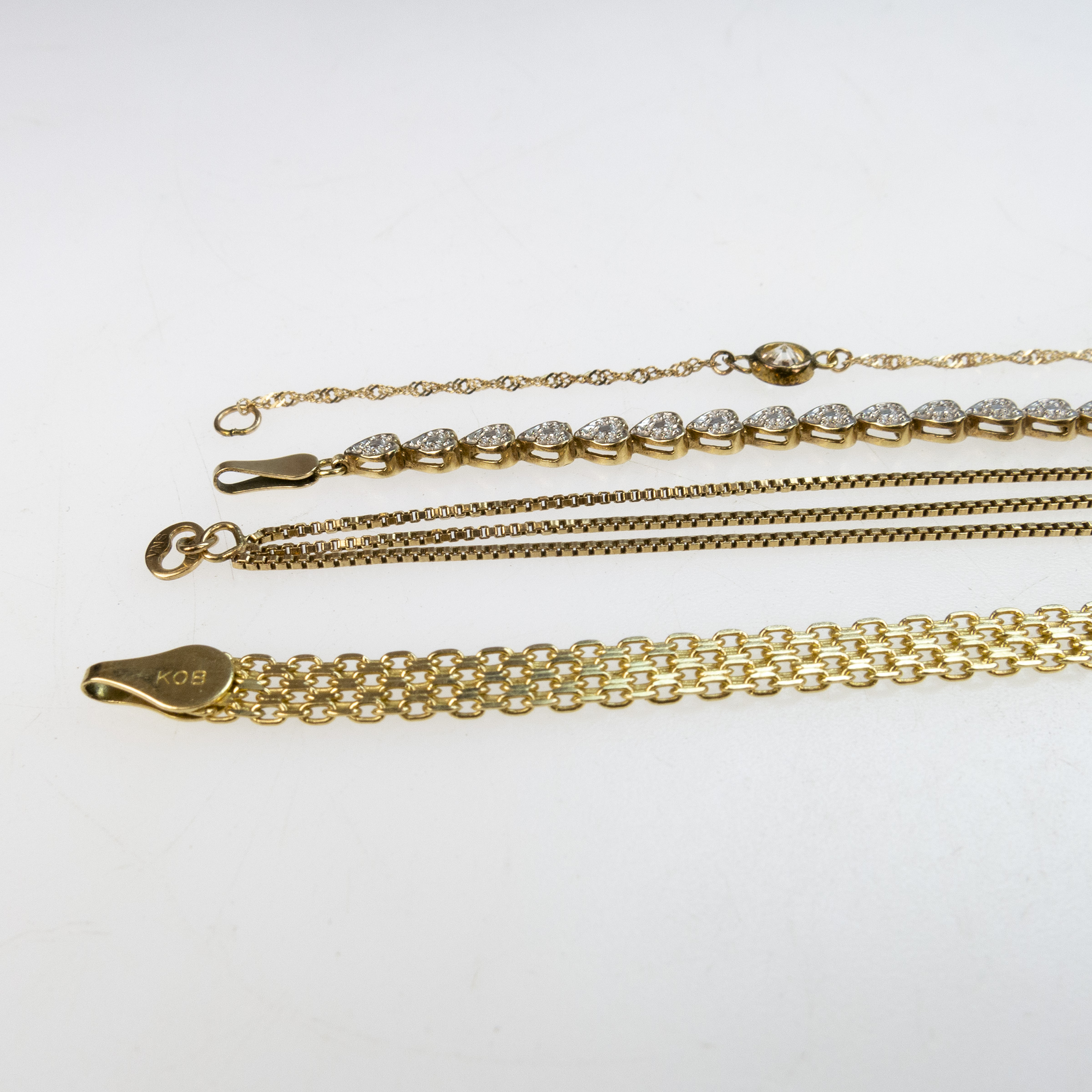 1 x 14k and 3 x 10k Yellow Gold Bracelets