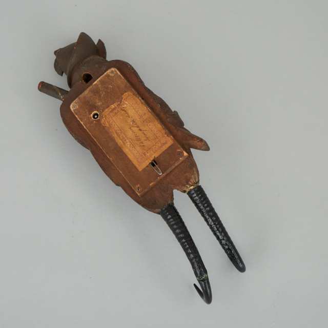 Black Forest Walnut and Goat Horn Musical Coat Hook Carved as a Fox, c.1900