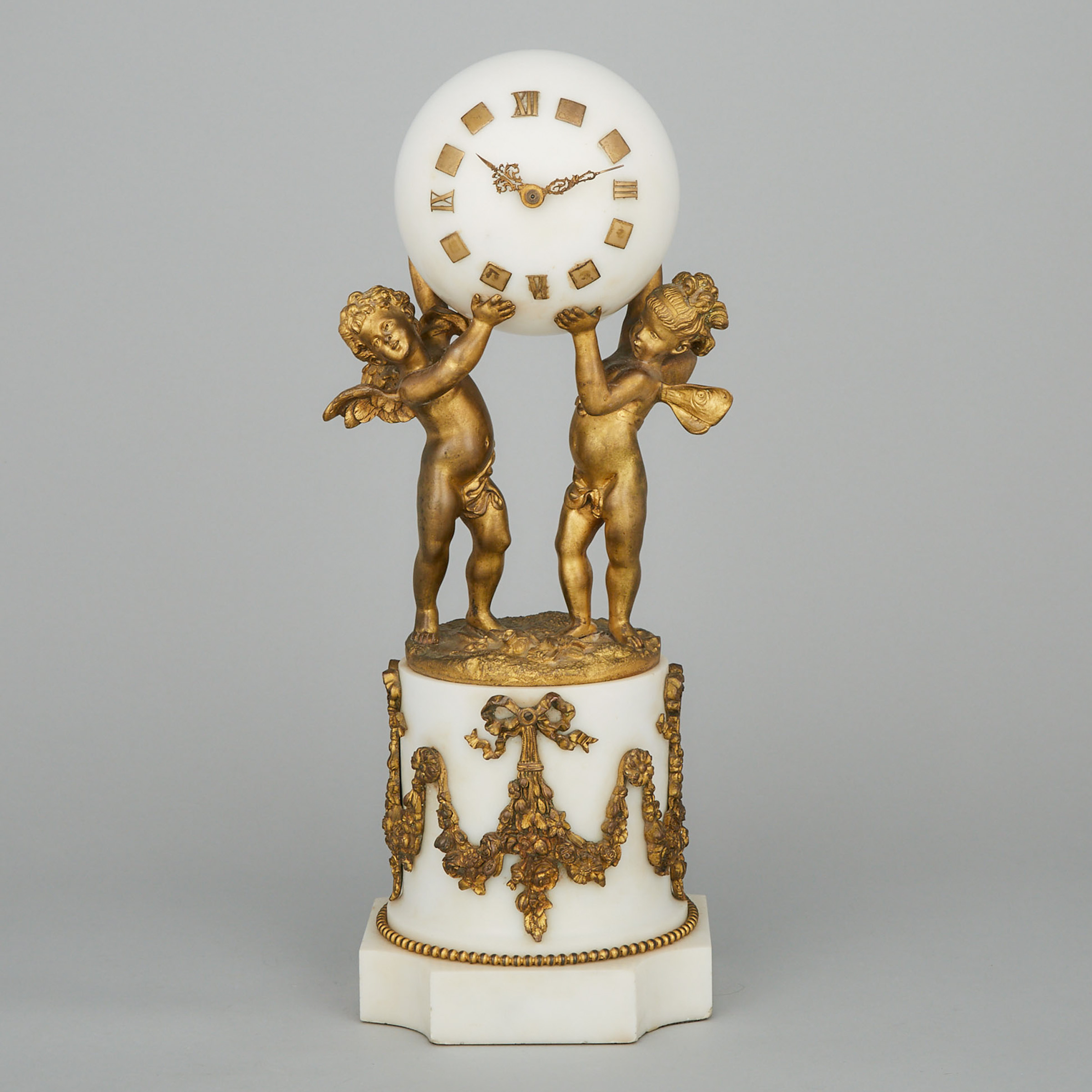 Napoleon III Gilt Bronze and Marble Sphere Mantle Clock, early 20th century