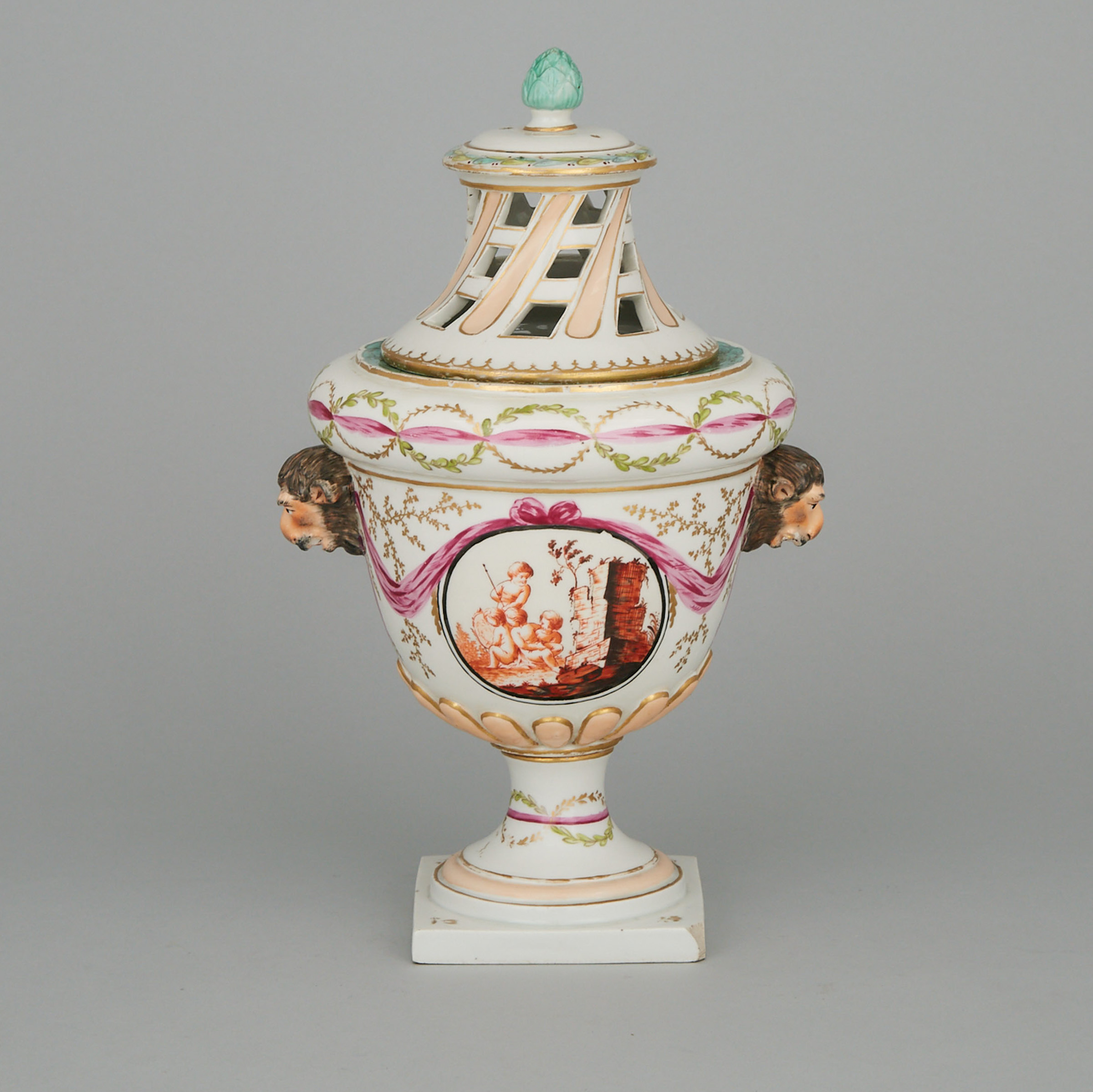 German Porcelain Potpourri Vase and Cover, 19th century