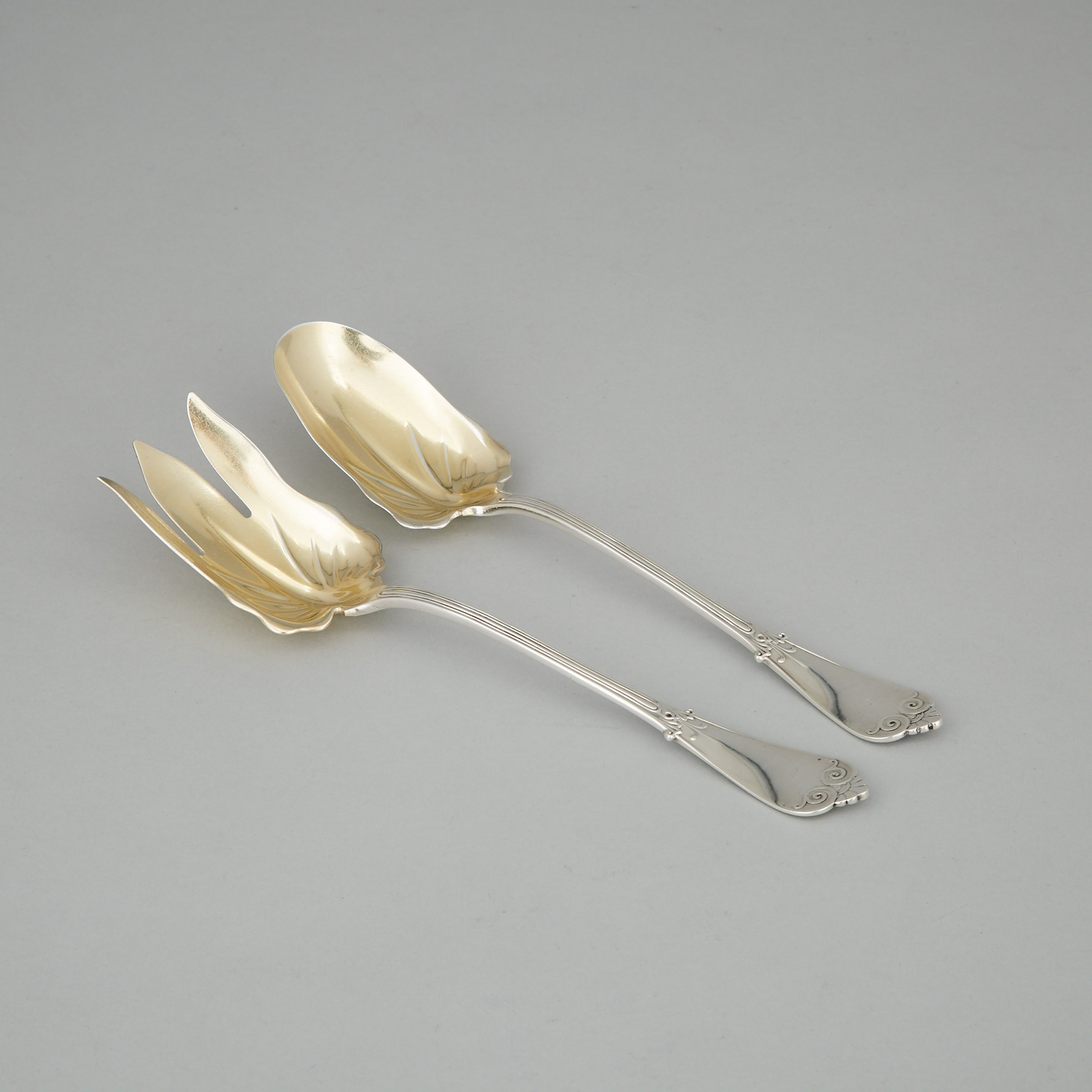American Silver 'Beekman' Pattern Serving Spoon and Fork, Tiffany & Co., New York, N.Y., 20th century