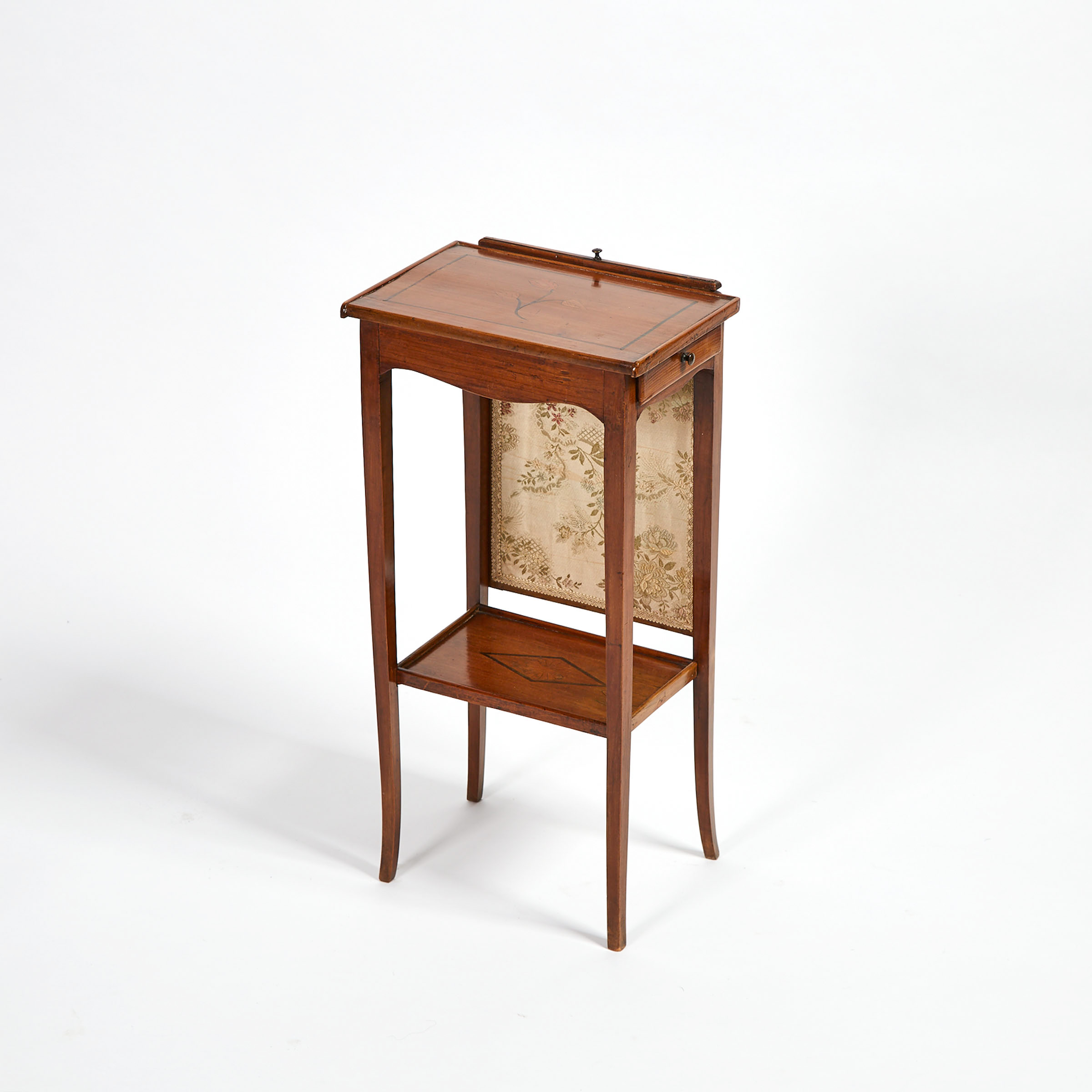 Continental Inlaid Cherry Candlestand with Recessed Fire Screen, 19th century