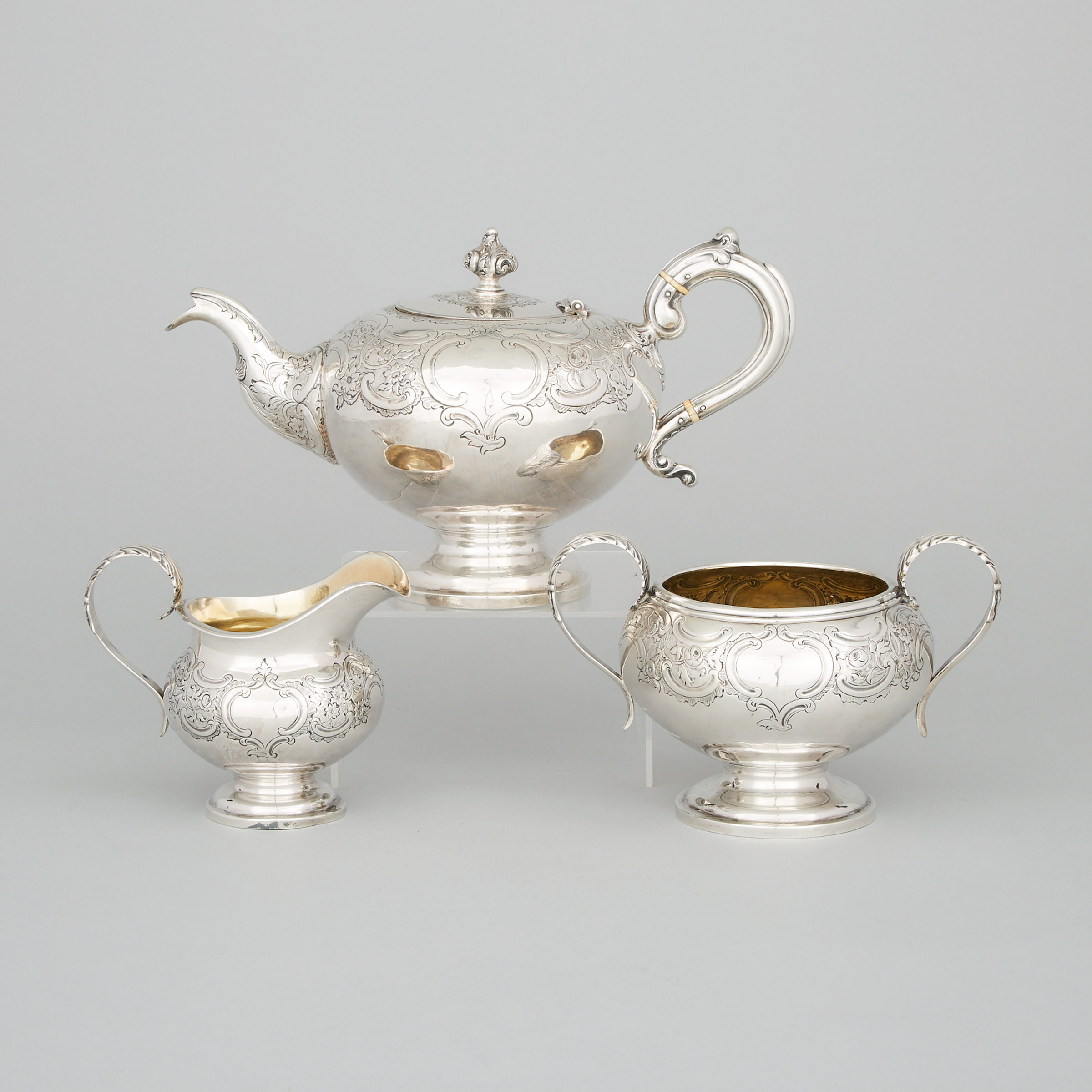 Early Victorian Scottish Silver Tea Service, Walker Crichton, Edinburgh, 1838