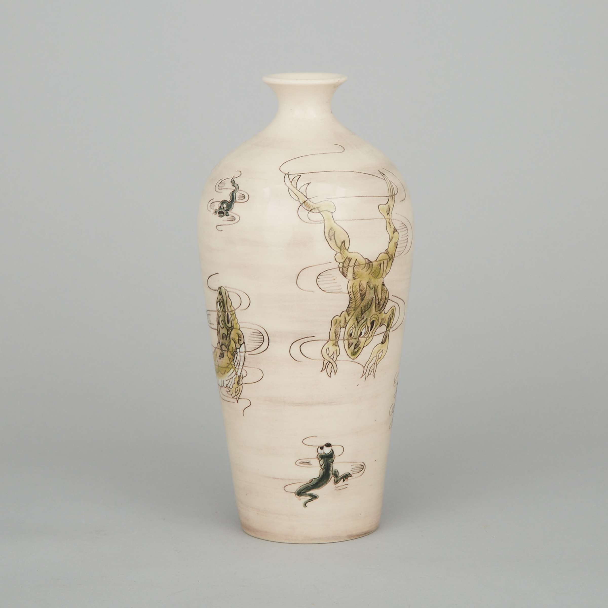 Cobridge Stoneware Frog and Fish Vase, c.2000