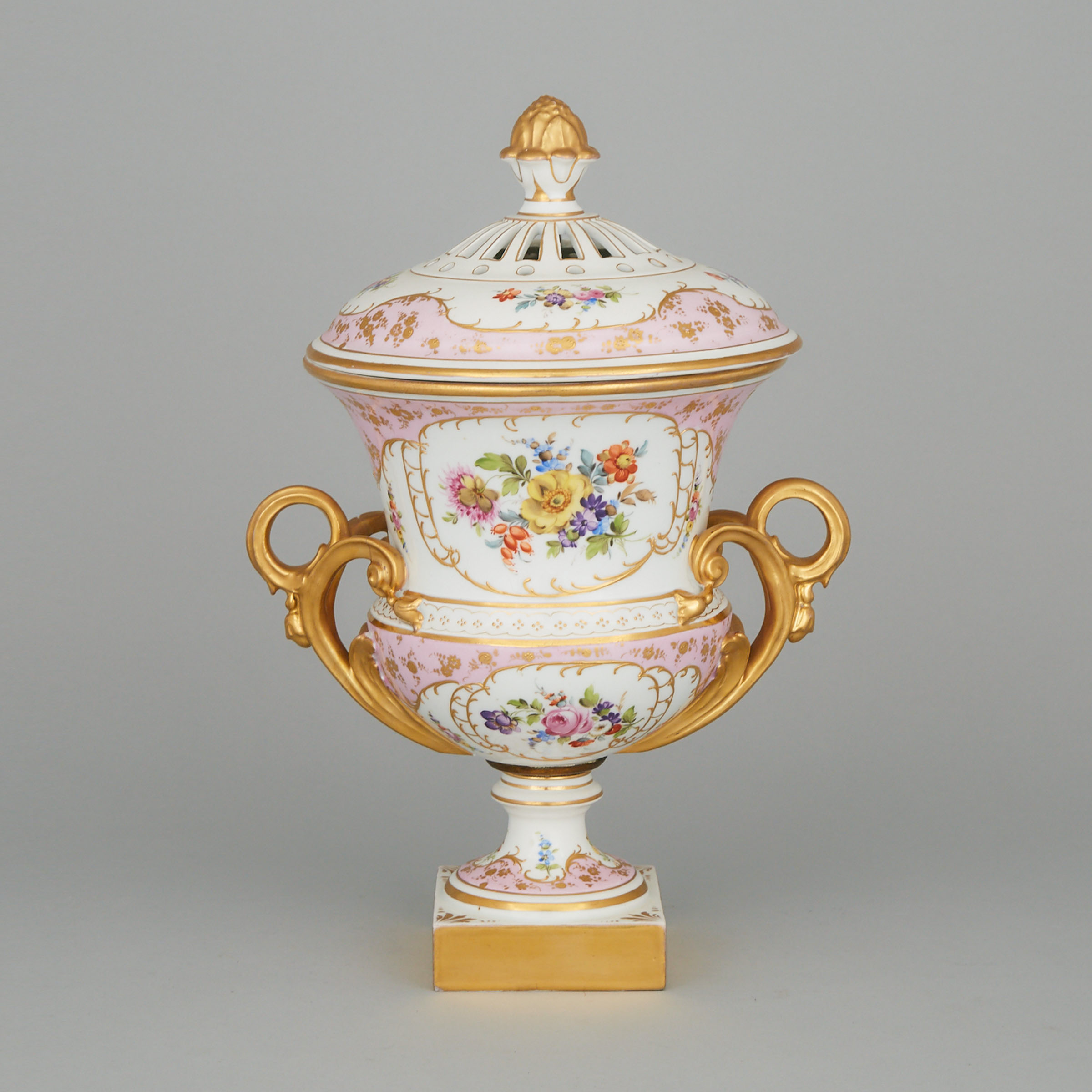 Carl Thieme Potschappel Dresden Potpourri Vase and Cover, early 20th century